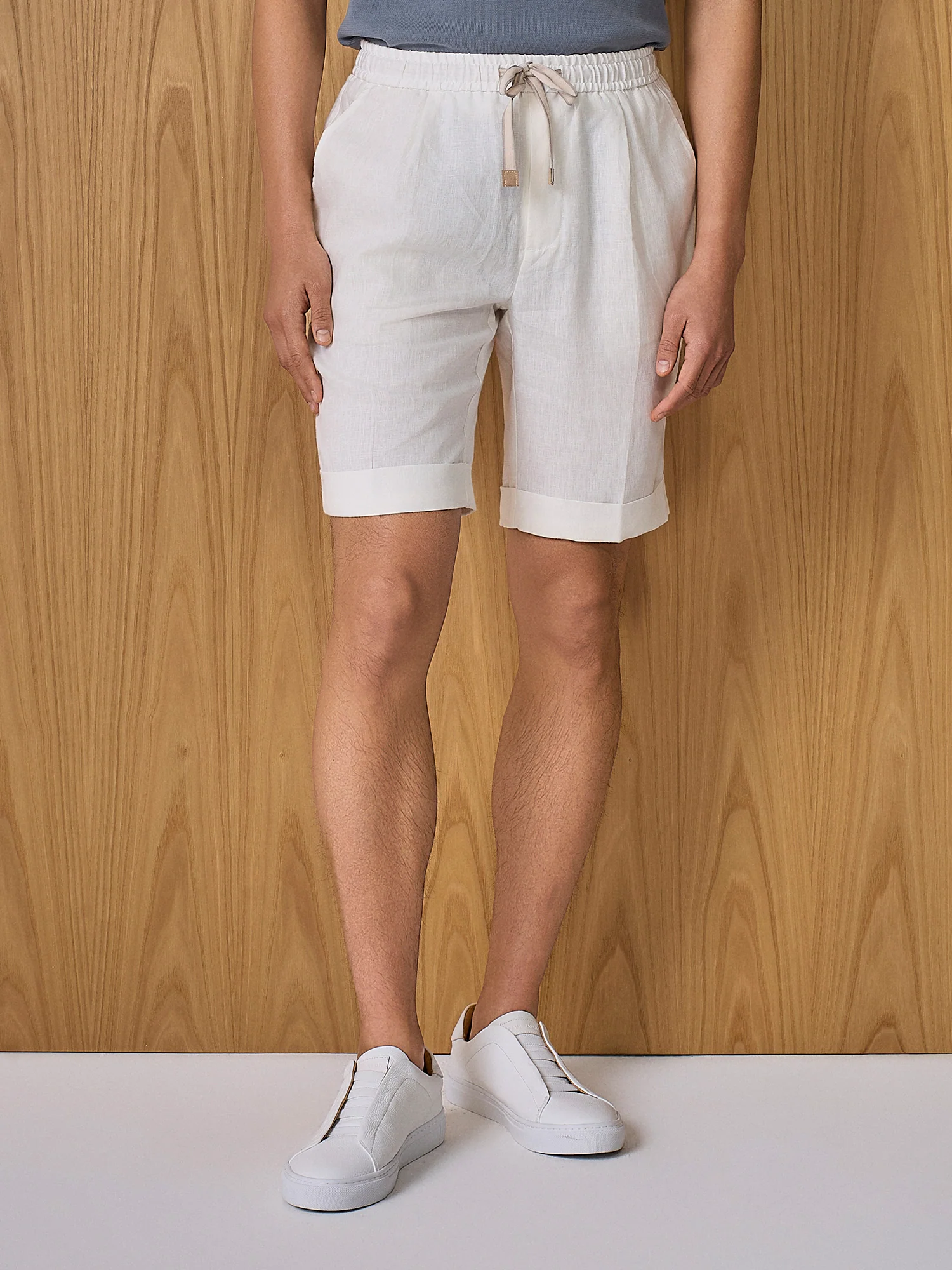 Bermuda jogger lino bianco - Image 2