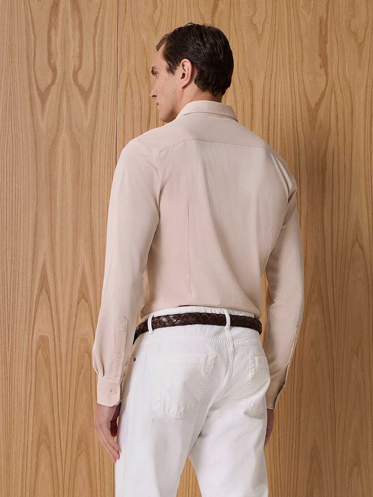 Camicia in jersey piquet apricot - Image 4
