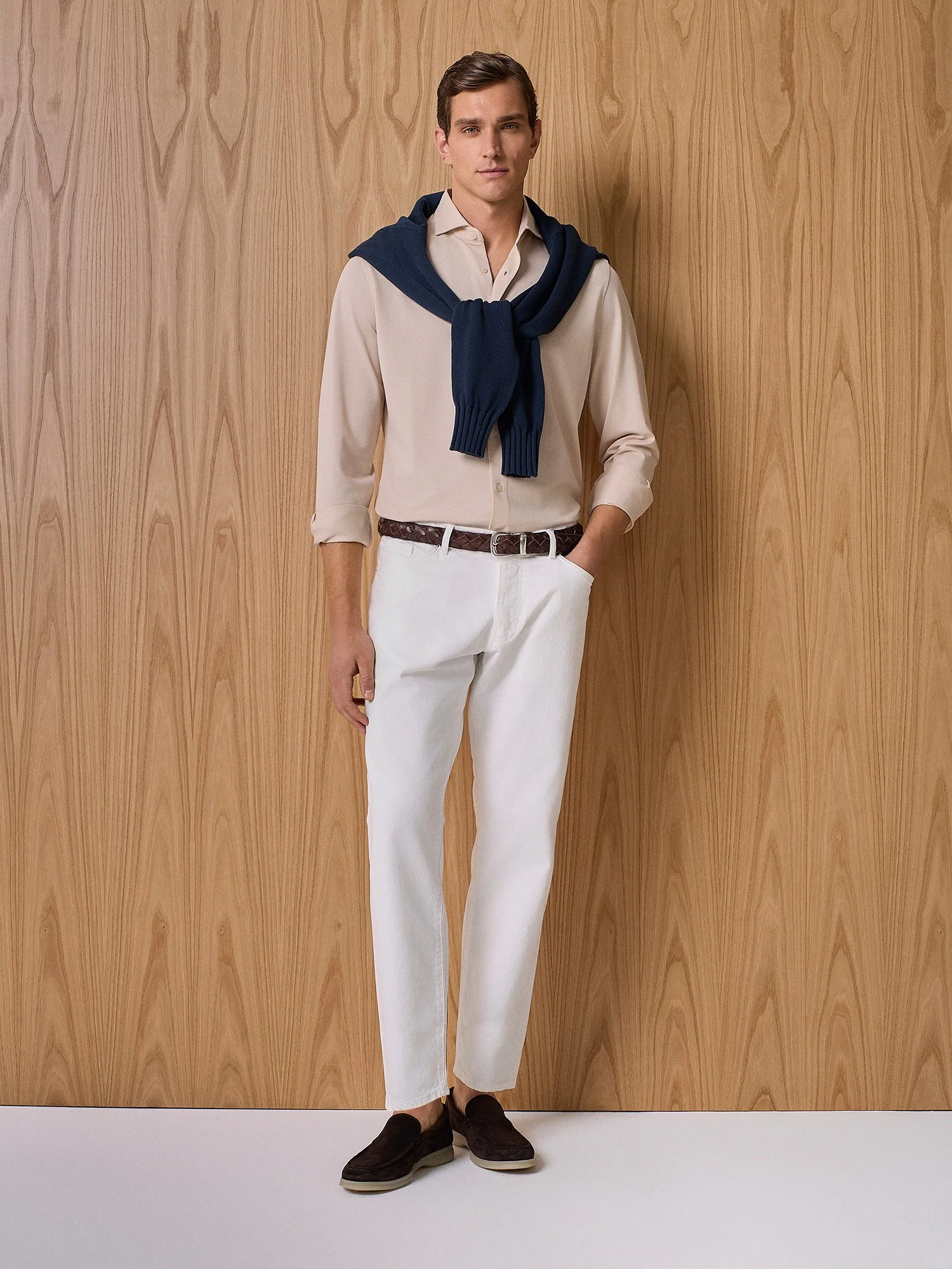 Camicia in jersey piquet apricot - Image 5