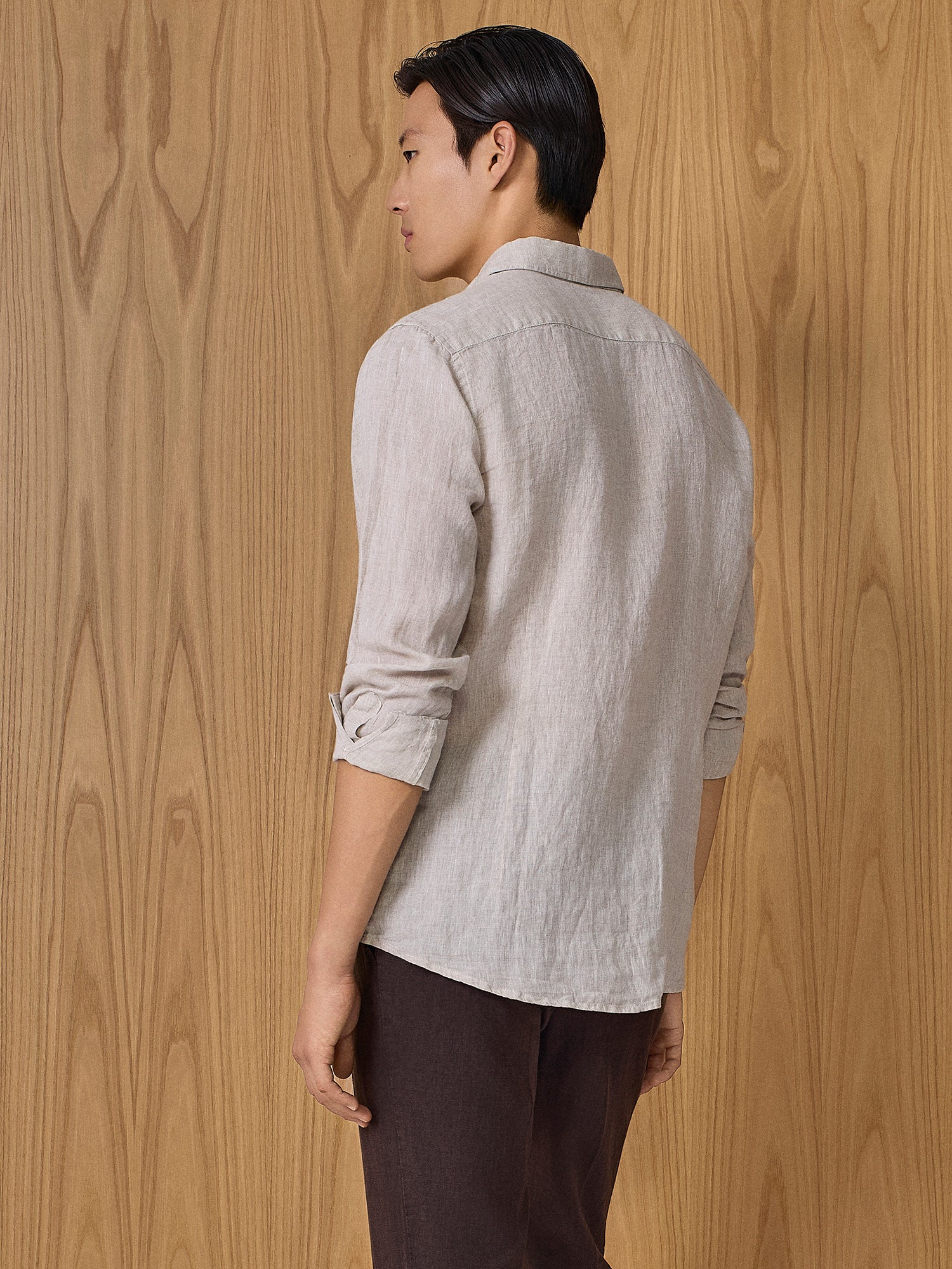 Camicia in lino beige - Image 4