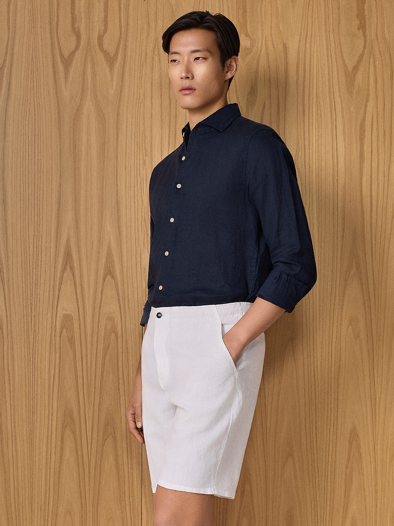 Camicia in lino blu - Image 2