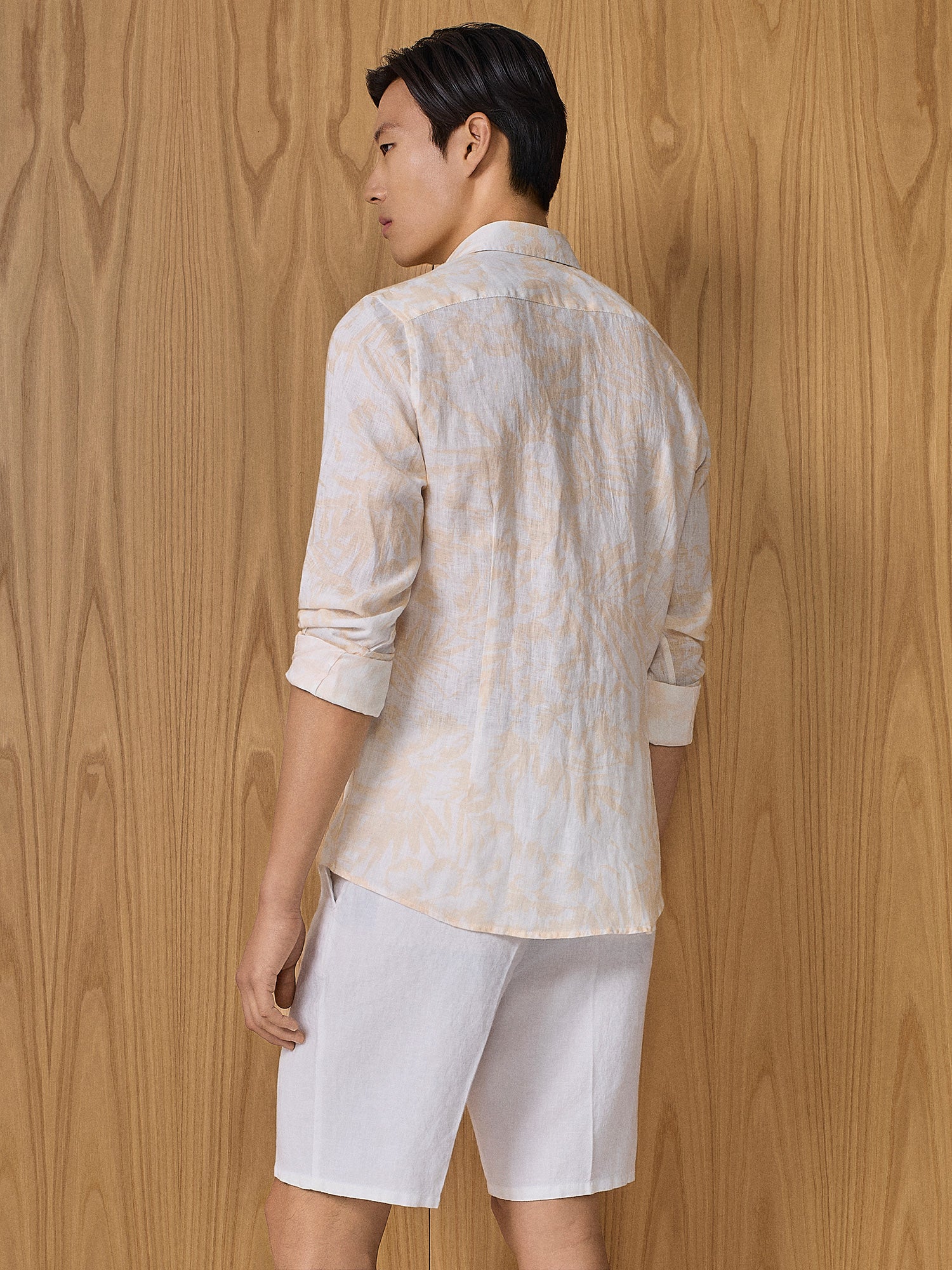 Camicia in lino stampa apricot - Image 4