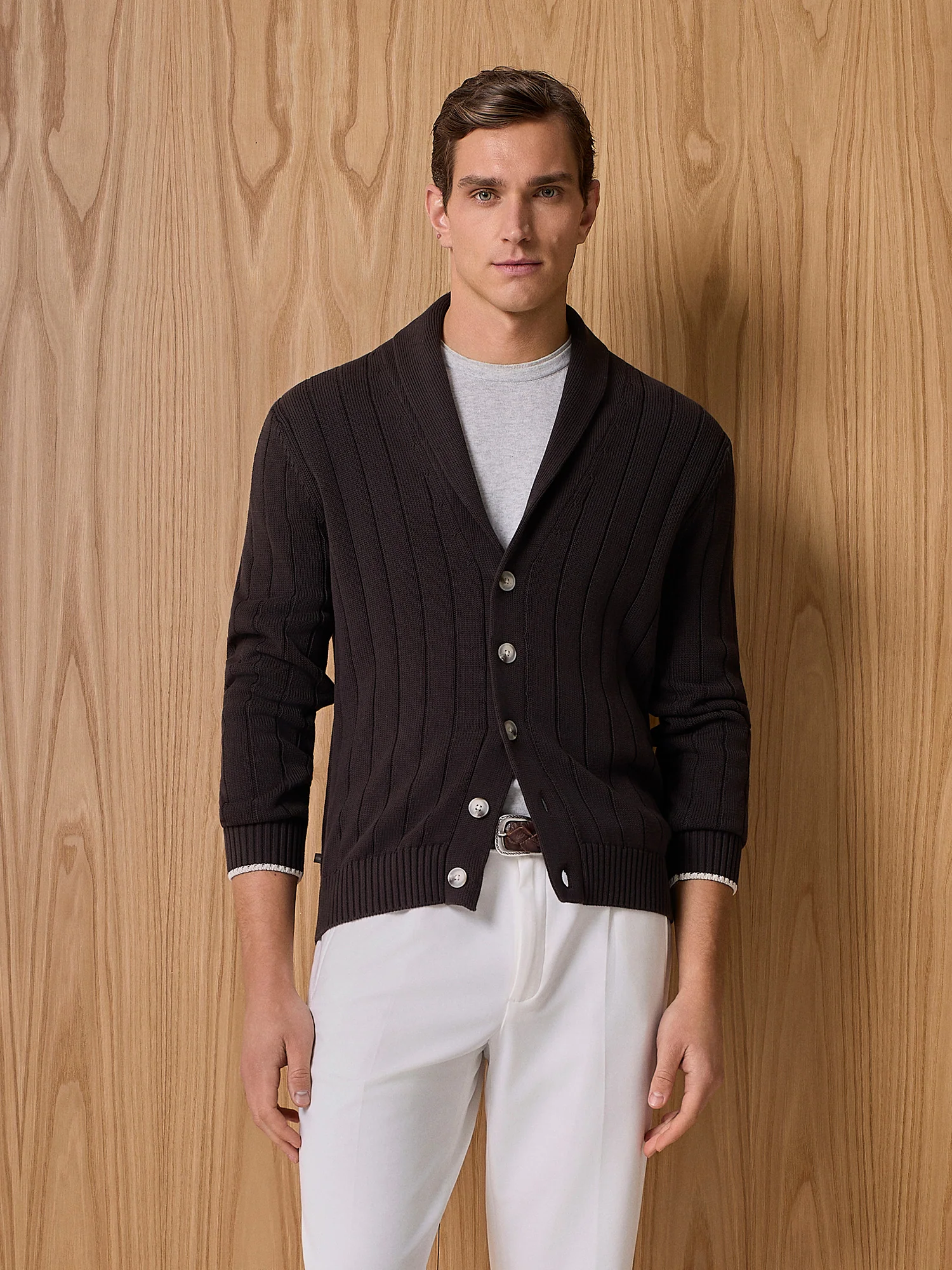 Cardigan sciallato moro