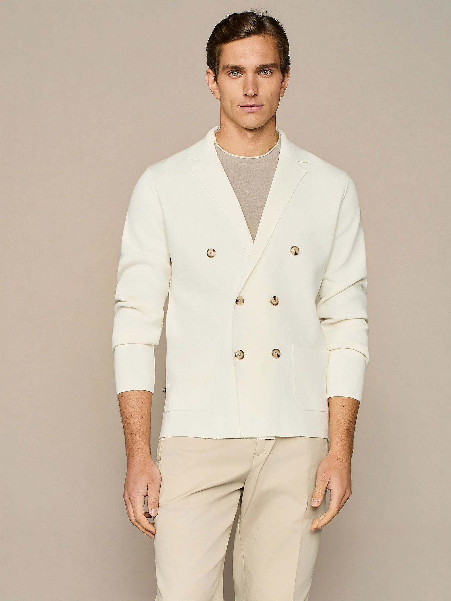 Giacca doppiopetto in maglia bianco