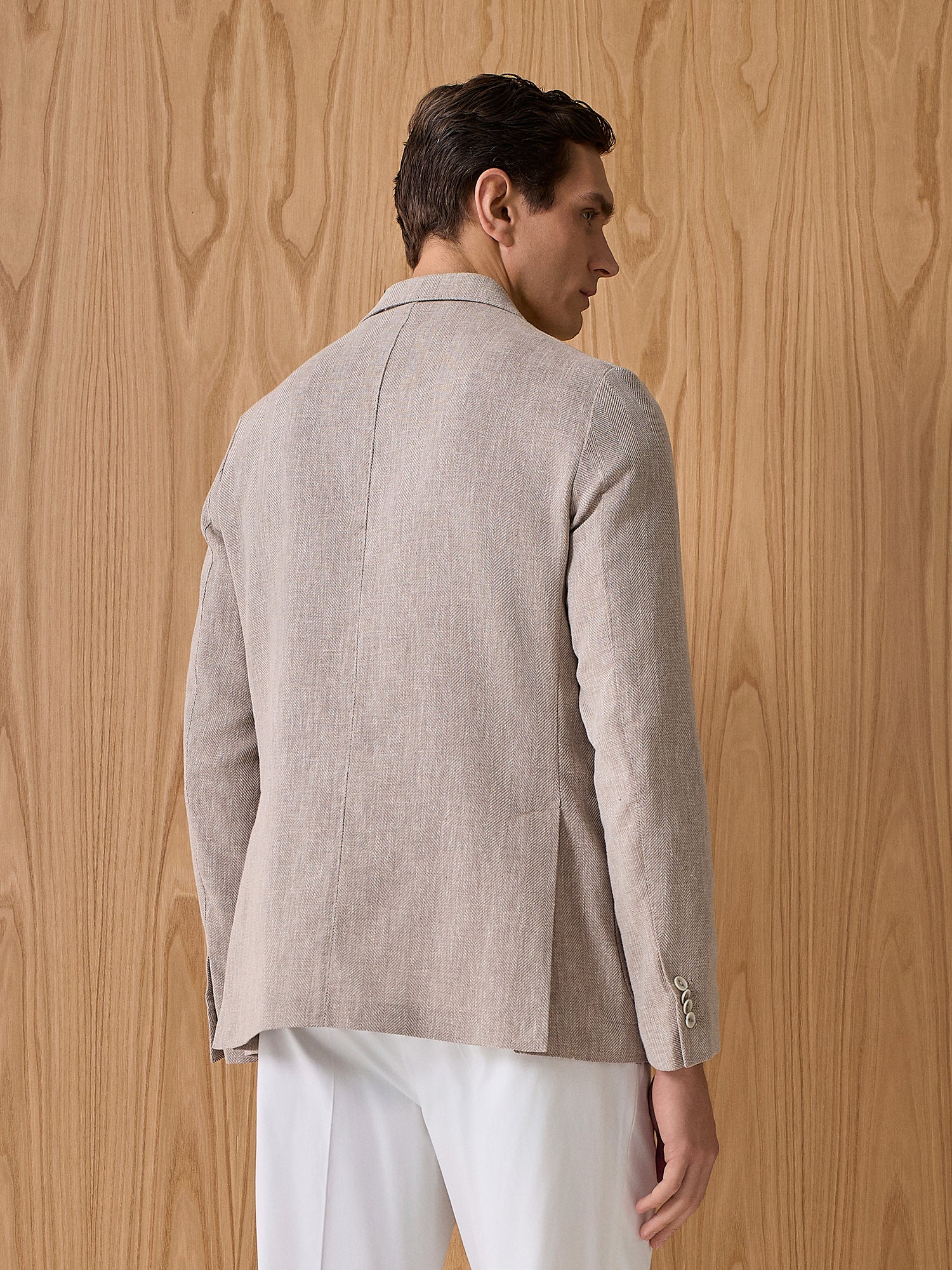 Giacca misto lino spina beige - Image 4