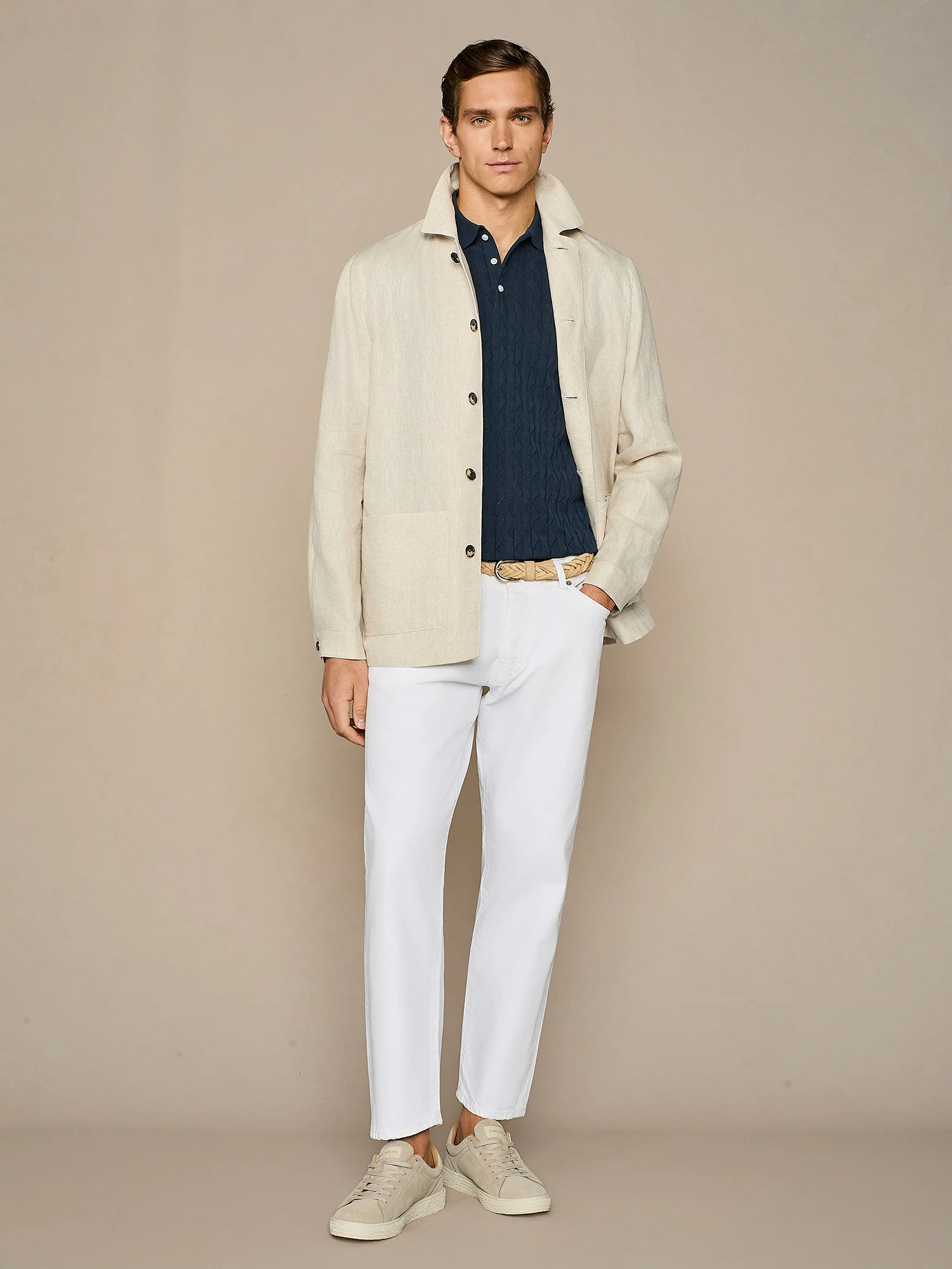 Giacca worker in lino beige - Image 3