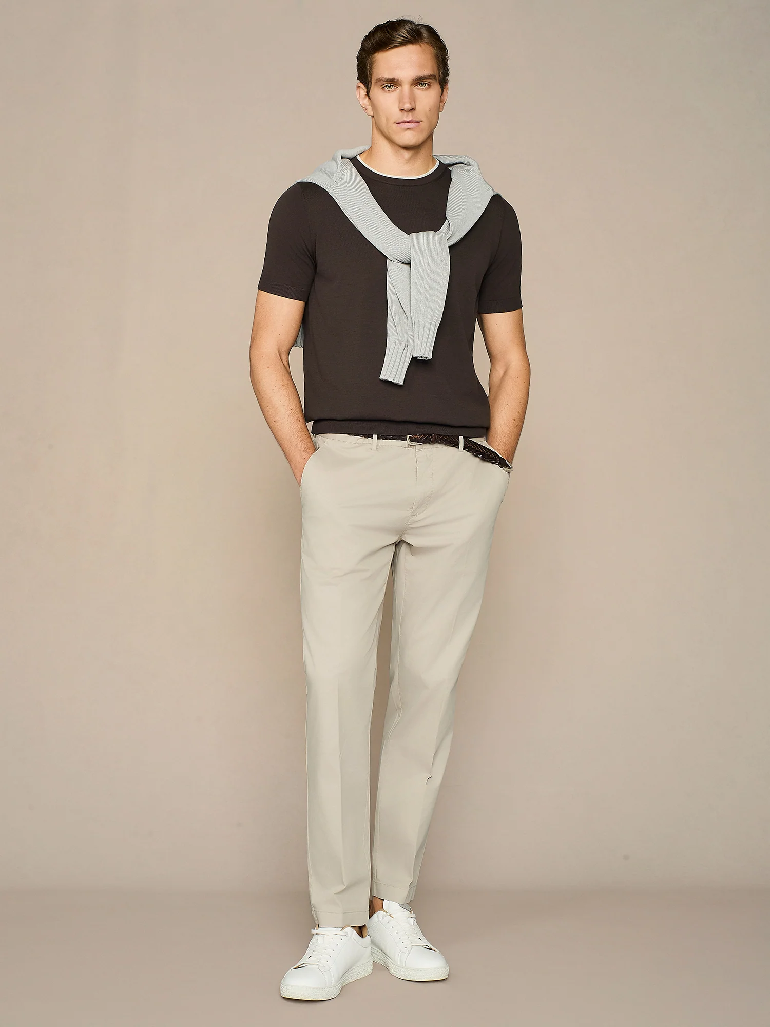 Pantalone chino in cotone burro