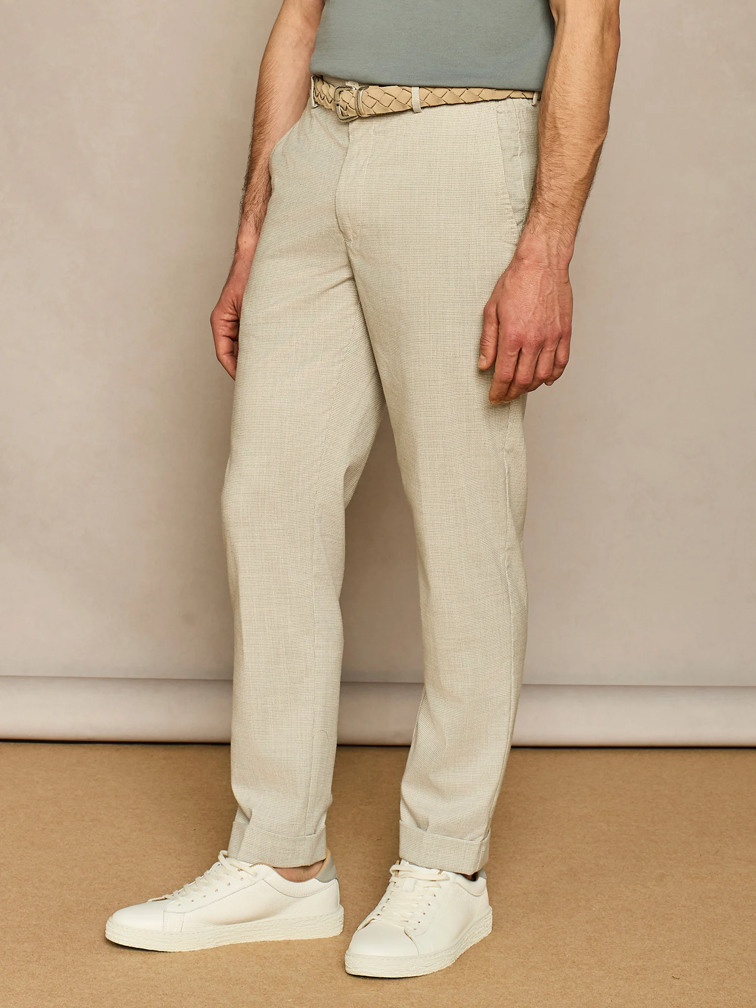Pantalone con laccio pied-de-poule grigio chiaro - Image 3