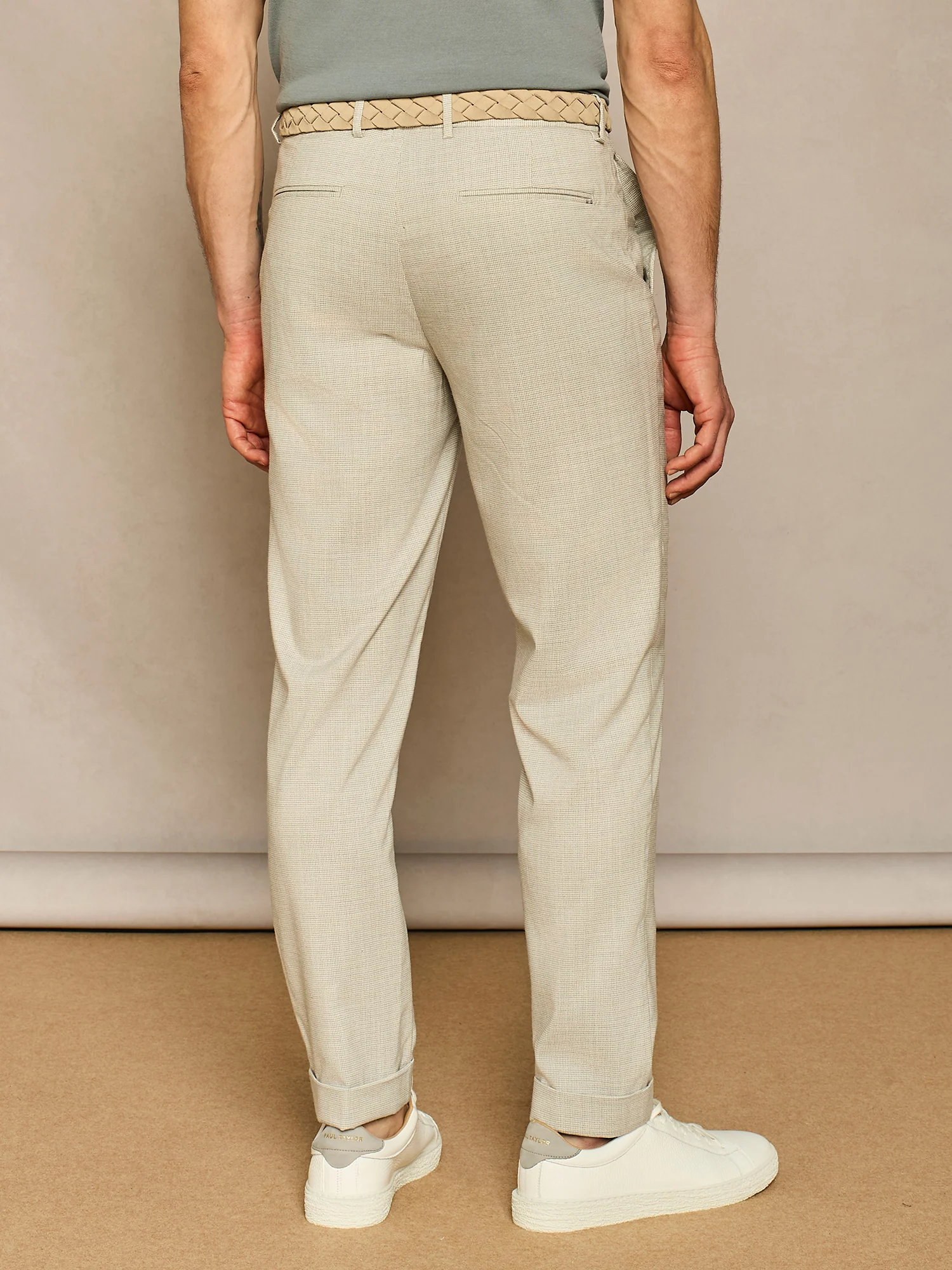 Pantalone con laccio pied-de-poule grigio chiaro - Image 4