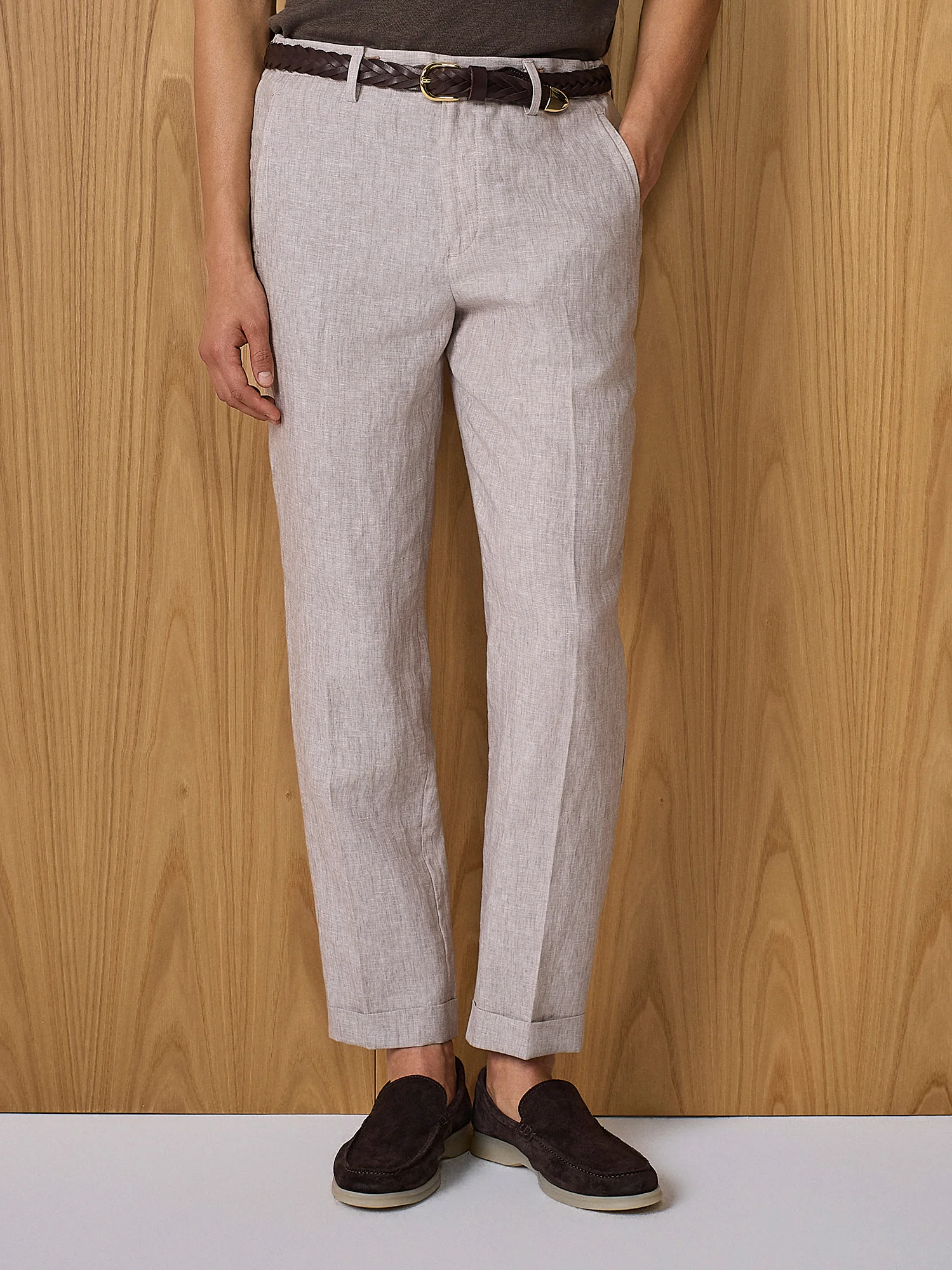 Pantalone in lino beige - Image 2