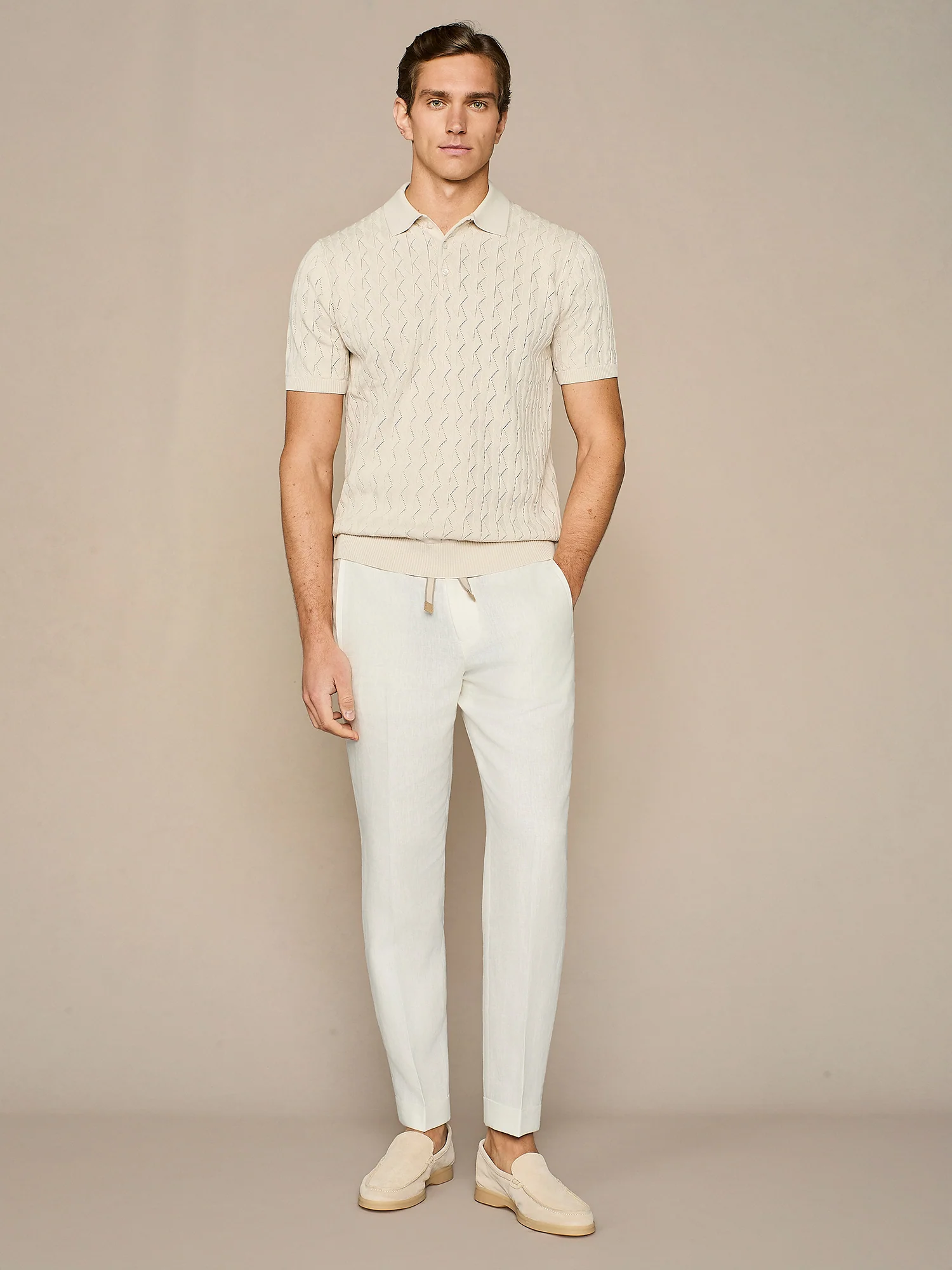 Pantalone in lino bianco