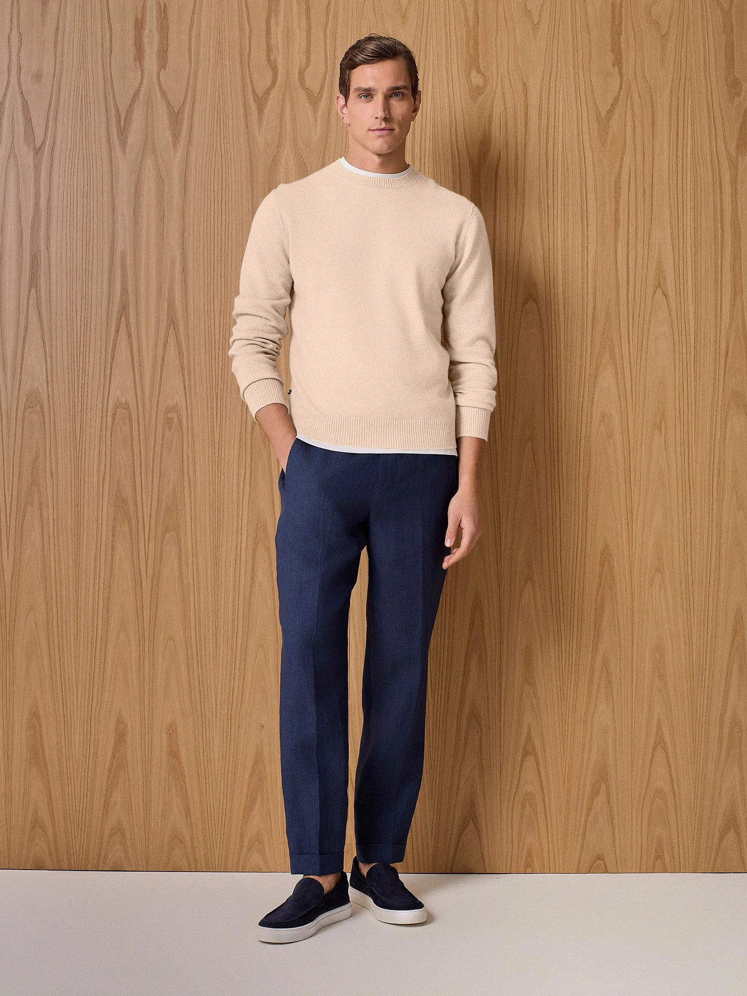 Pantalone in lino navy