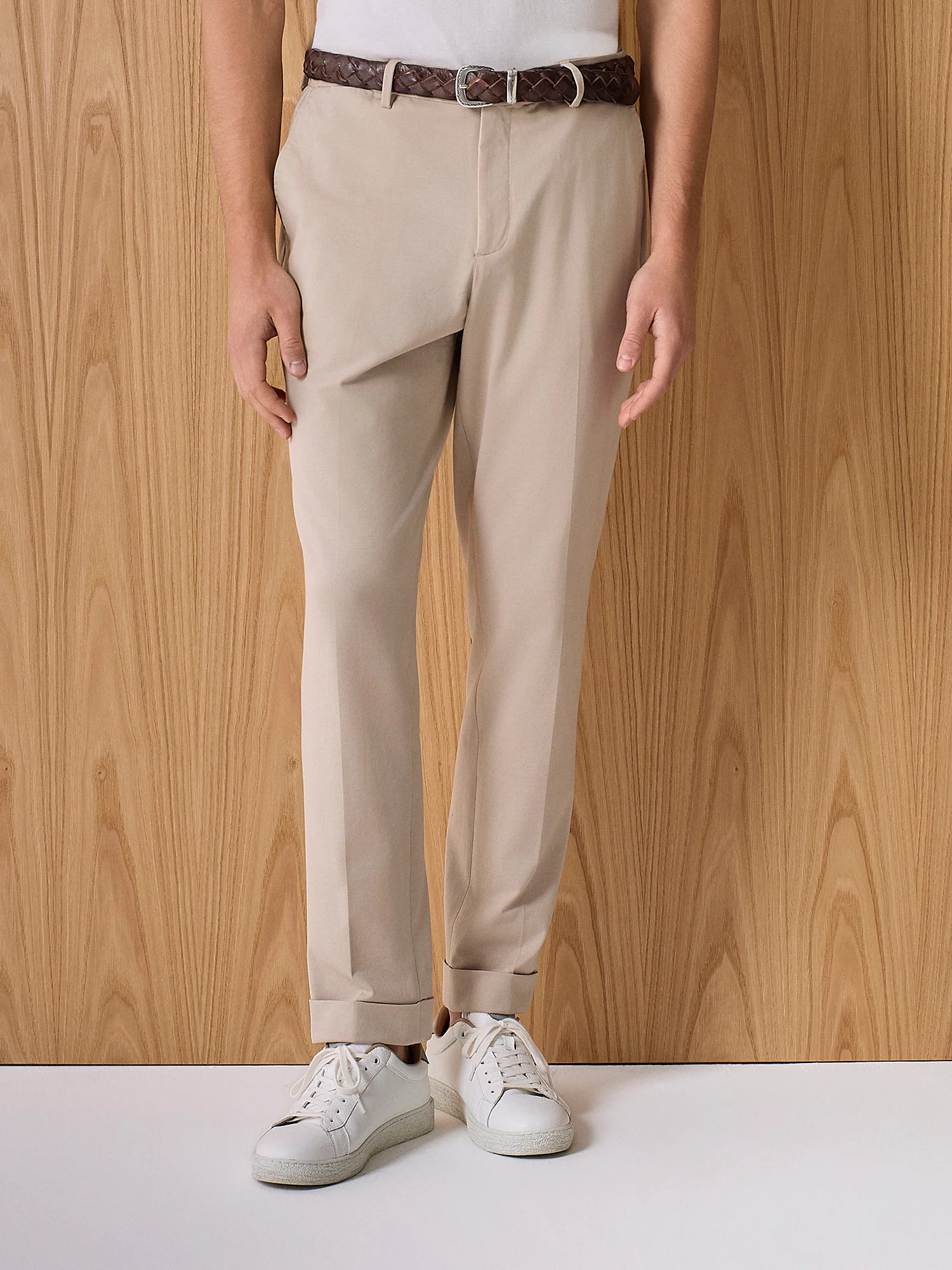 Pantalone jersey piquet beige - Image 2