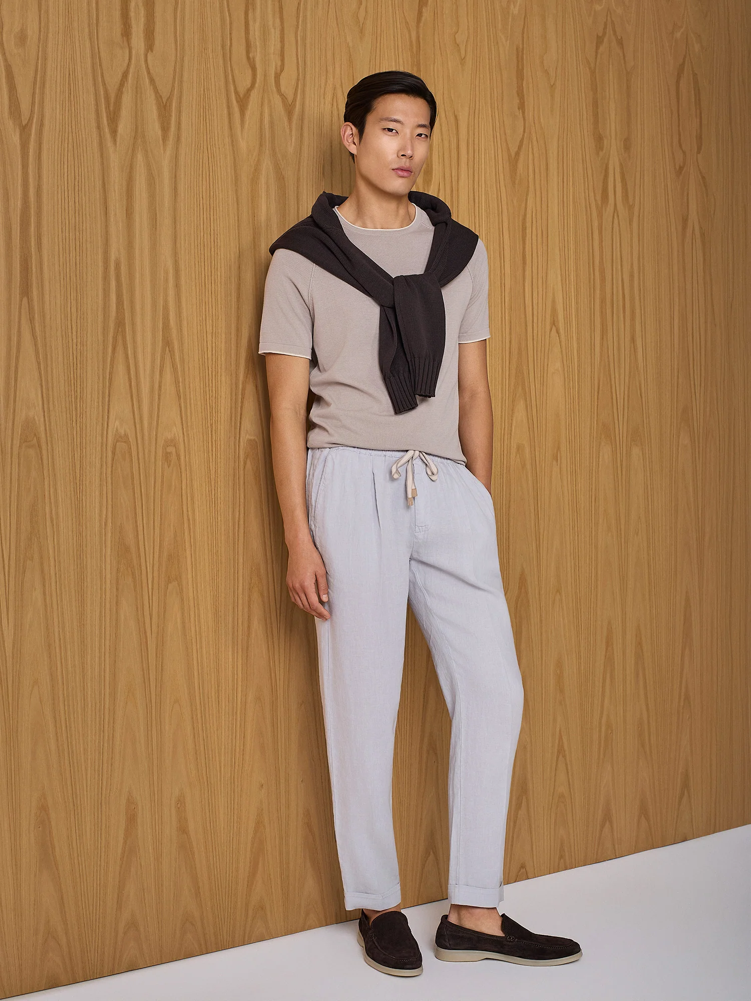 Pantalone jogger in lino cloud - Image 5