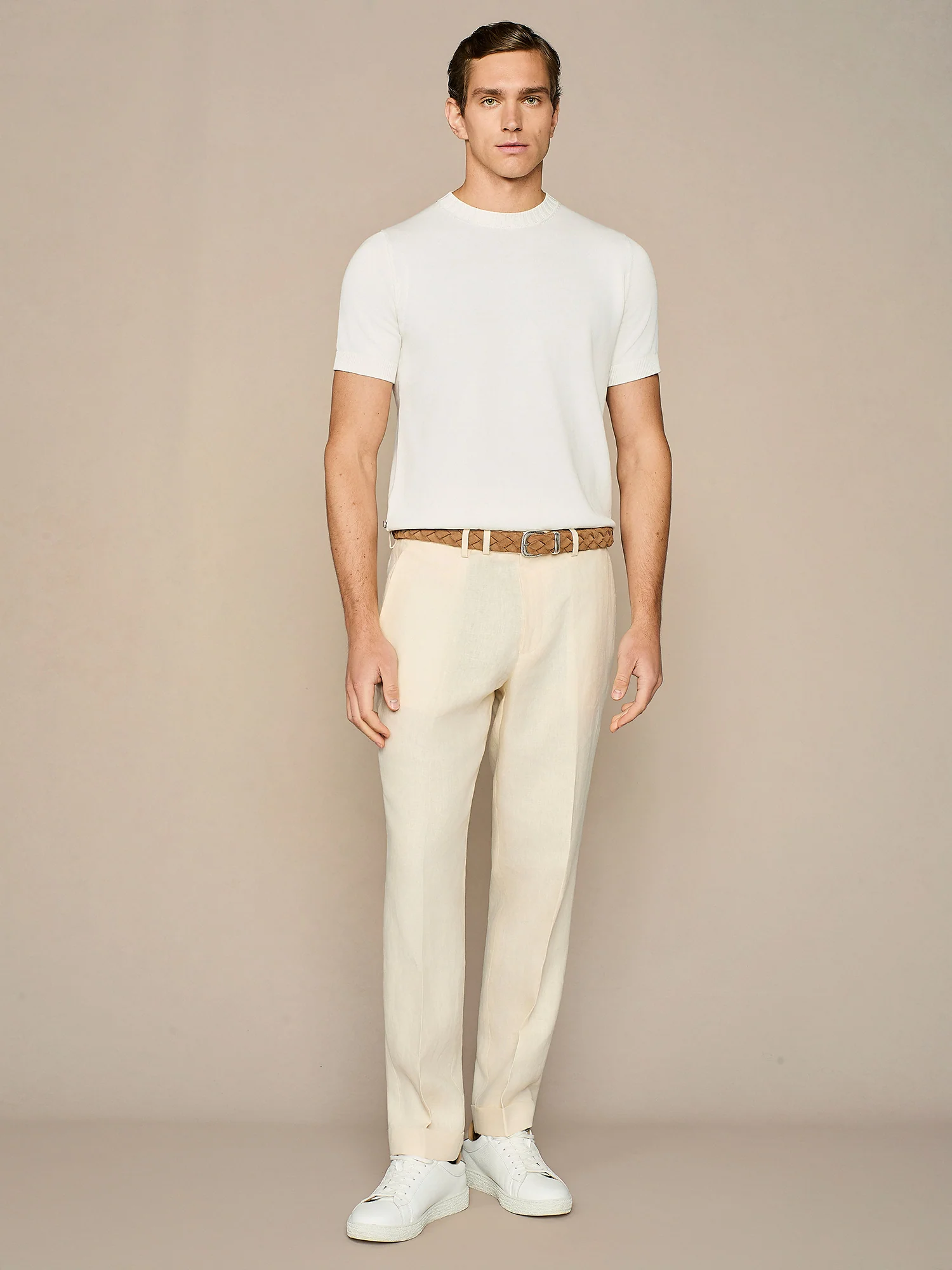 Pantalone lino apricot