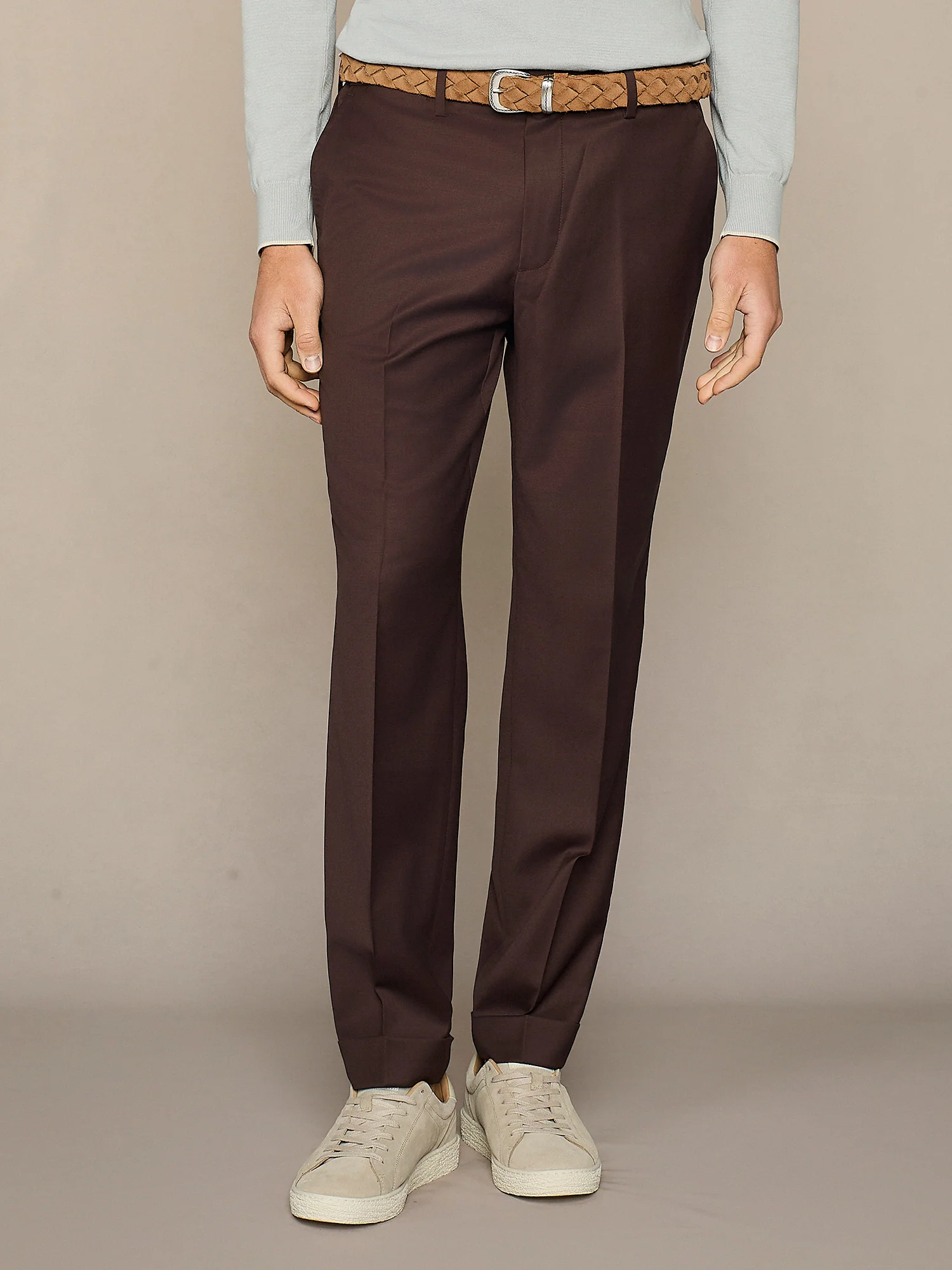 Pantalone sartoriale in lana stretch moro - Image 2