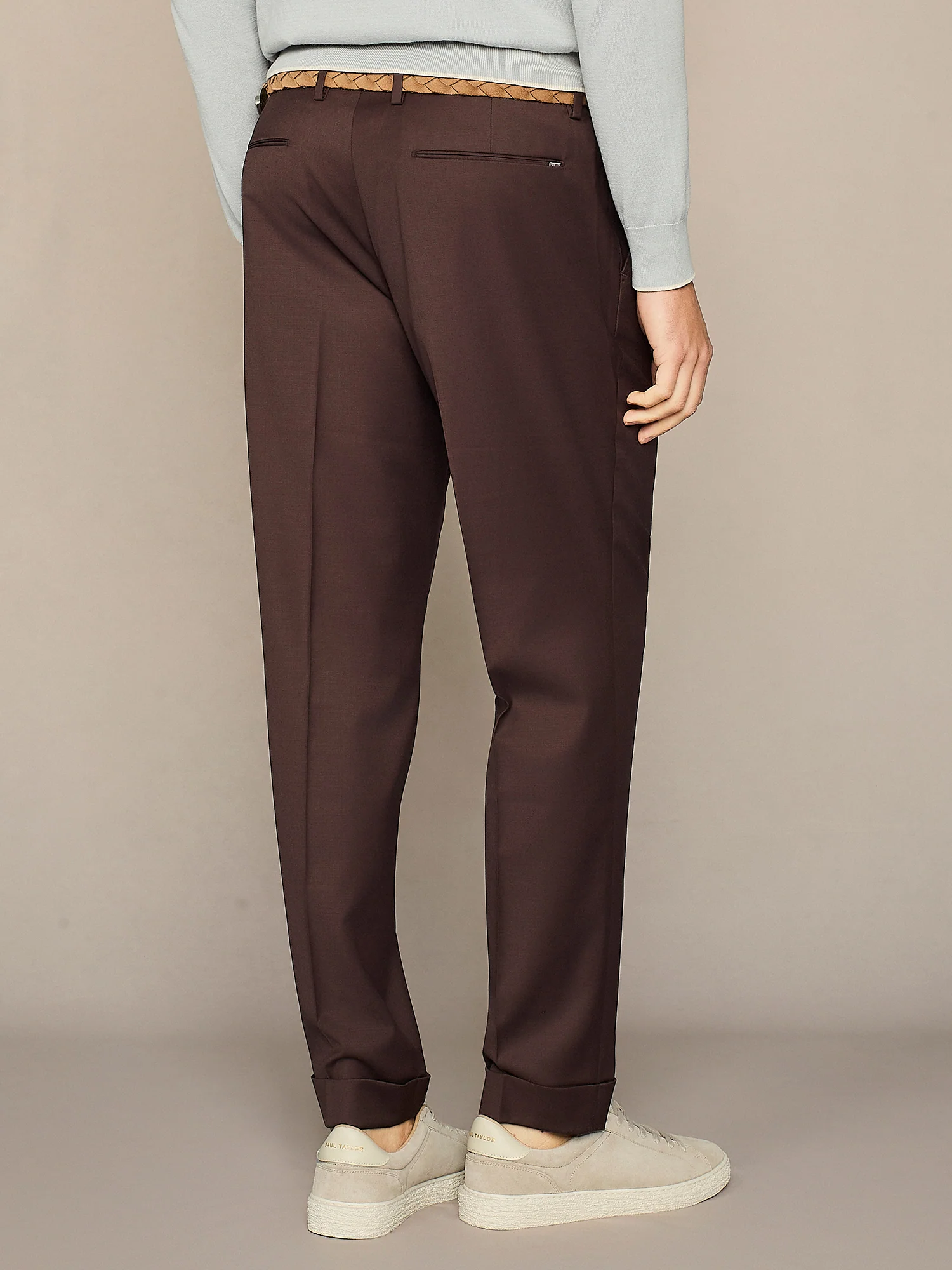 Pantalone sartoriale in lana stretch moro - Image 5