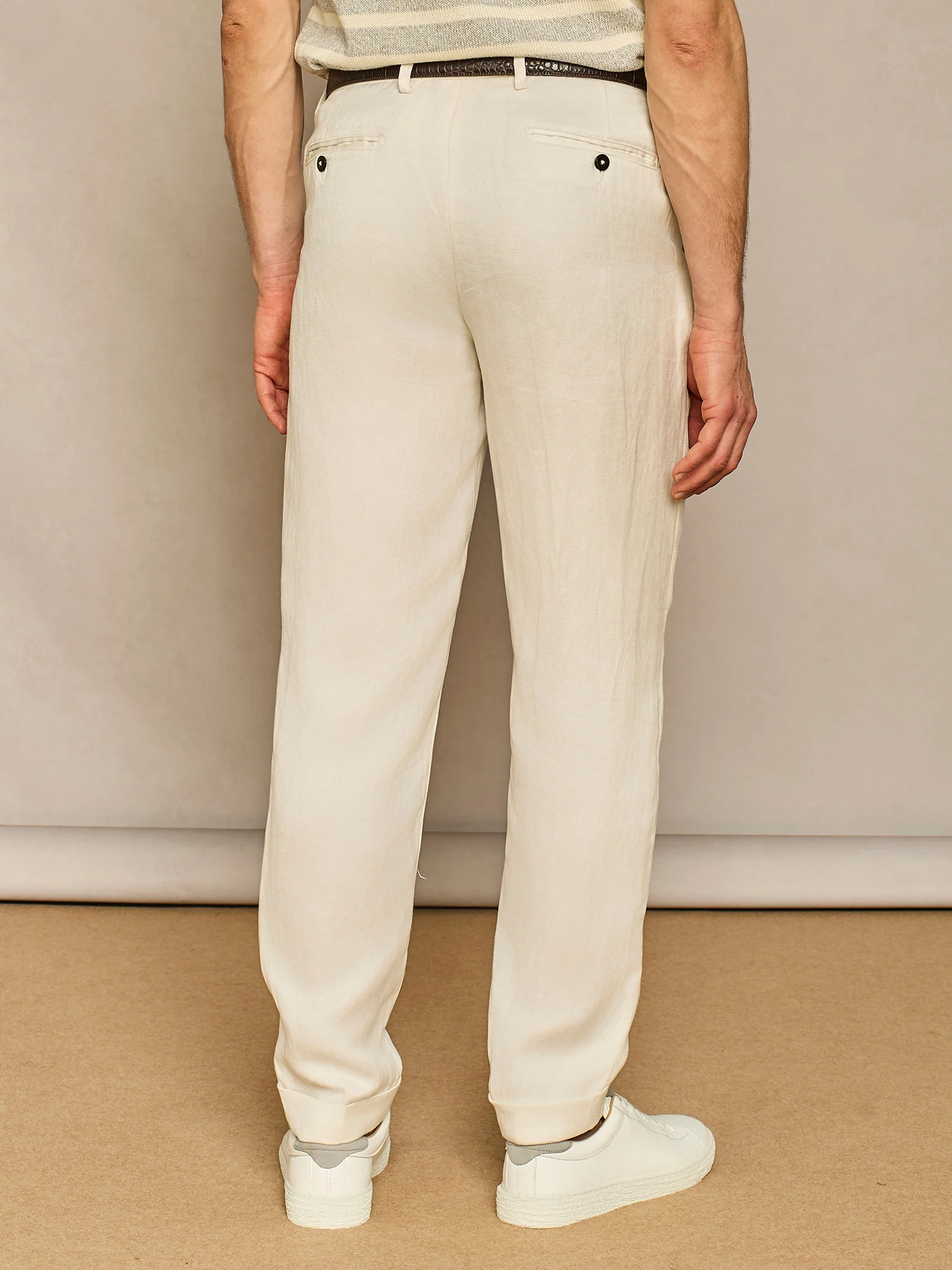 Pantalone relaxed fit in misto lino bianco - Image 4