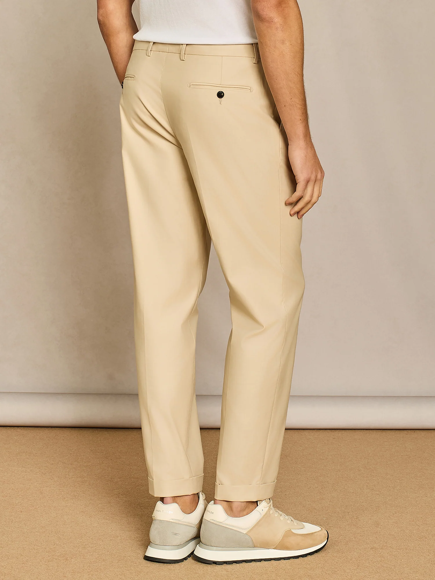 Pantalone in cotone e lyocell beige - Image 5