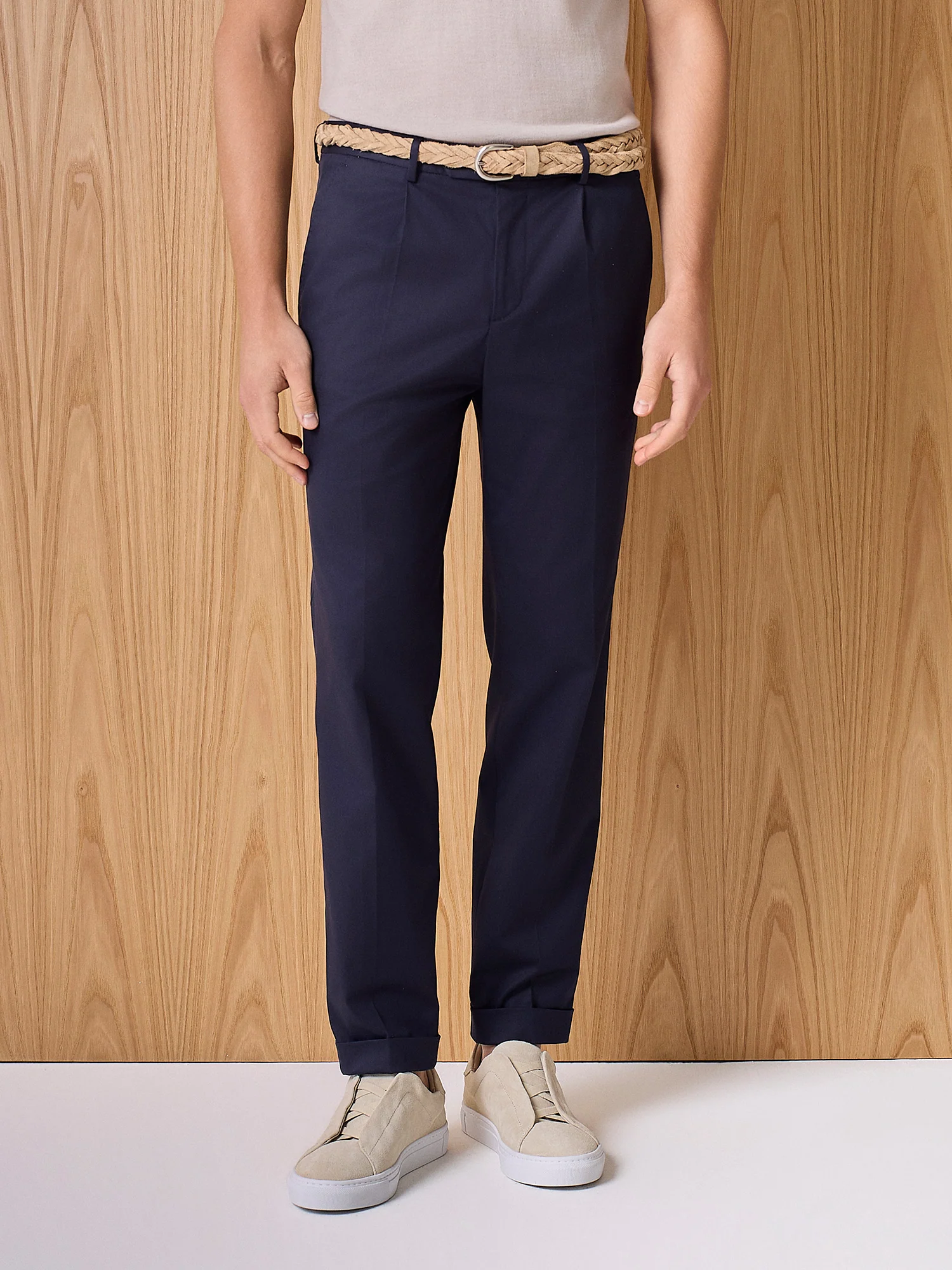 Pantalone in cotone e lyocell blu - Image 2