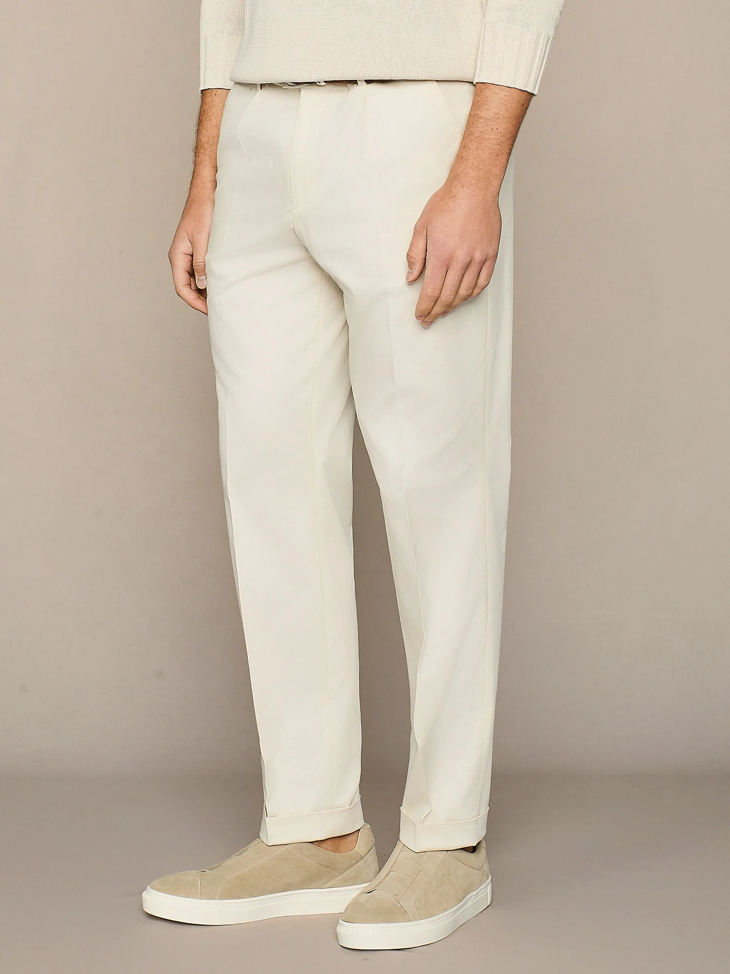 Pantalone in cotone e lyocell burro - Image 3