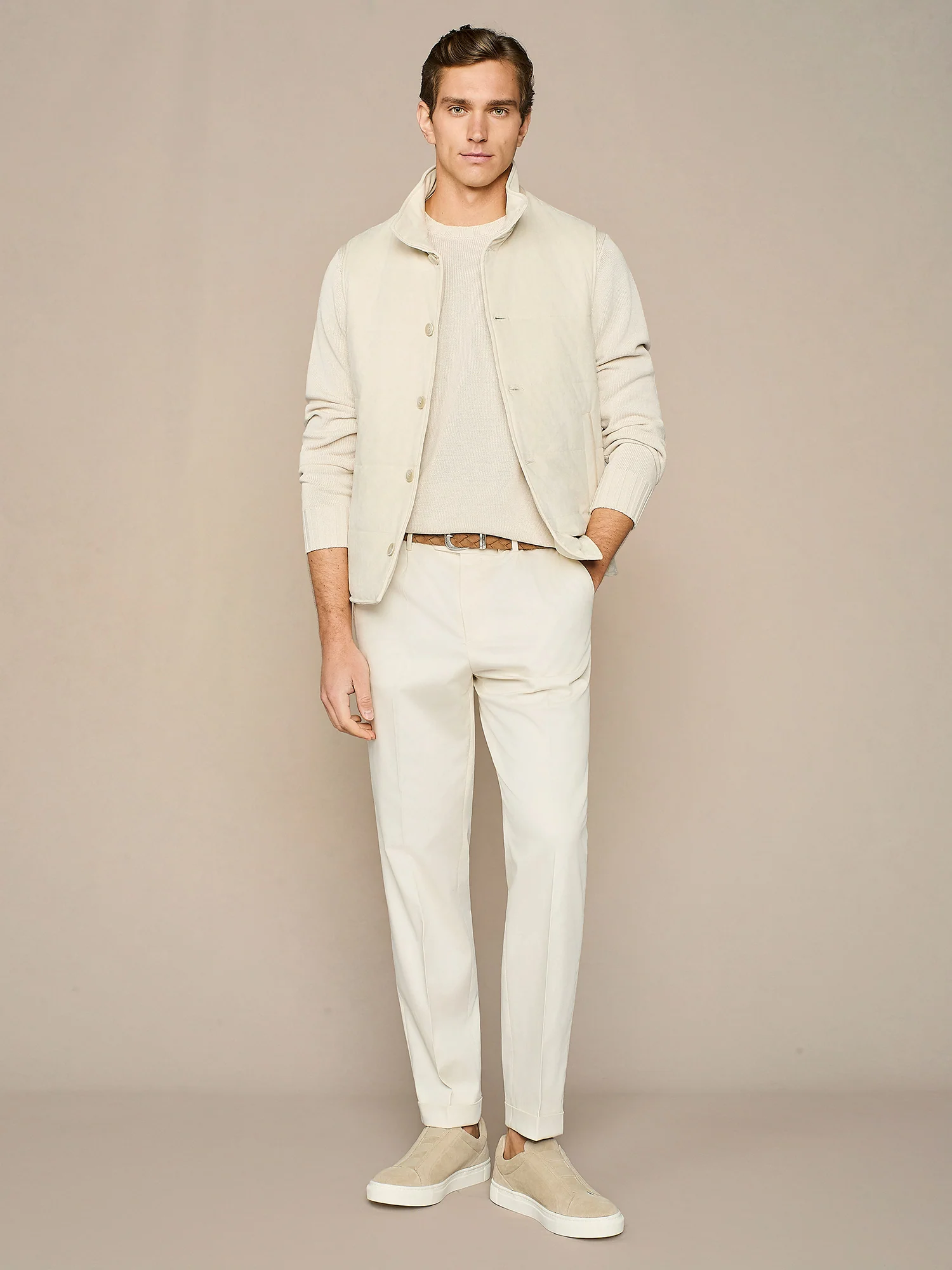 Pantalone in cotone e lyocell burro - Image 5