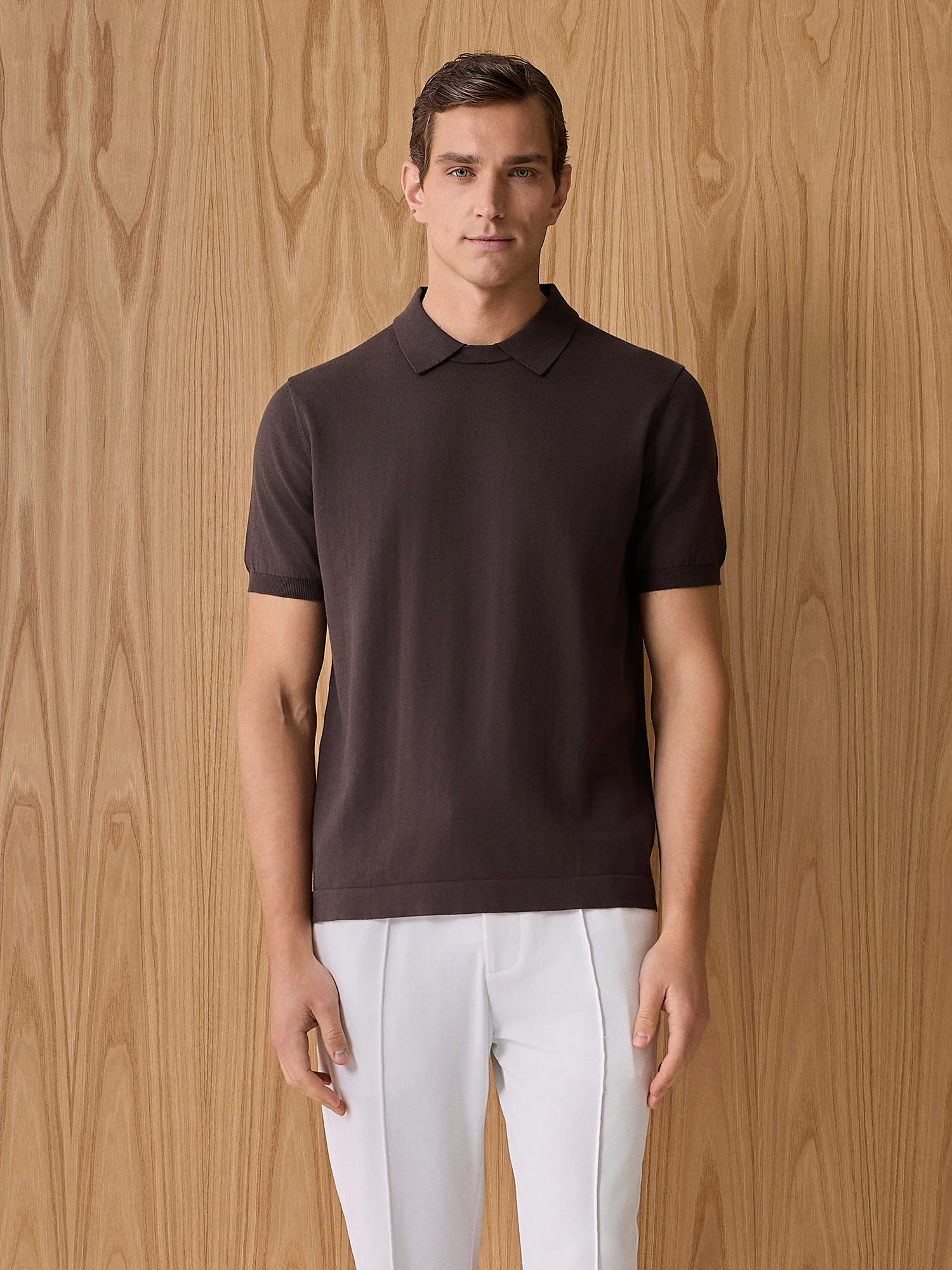 Polo girocollo in maglia moro