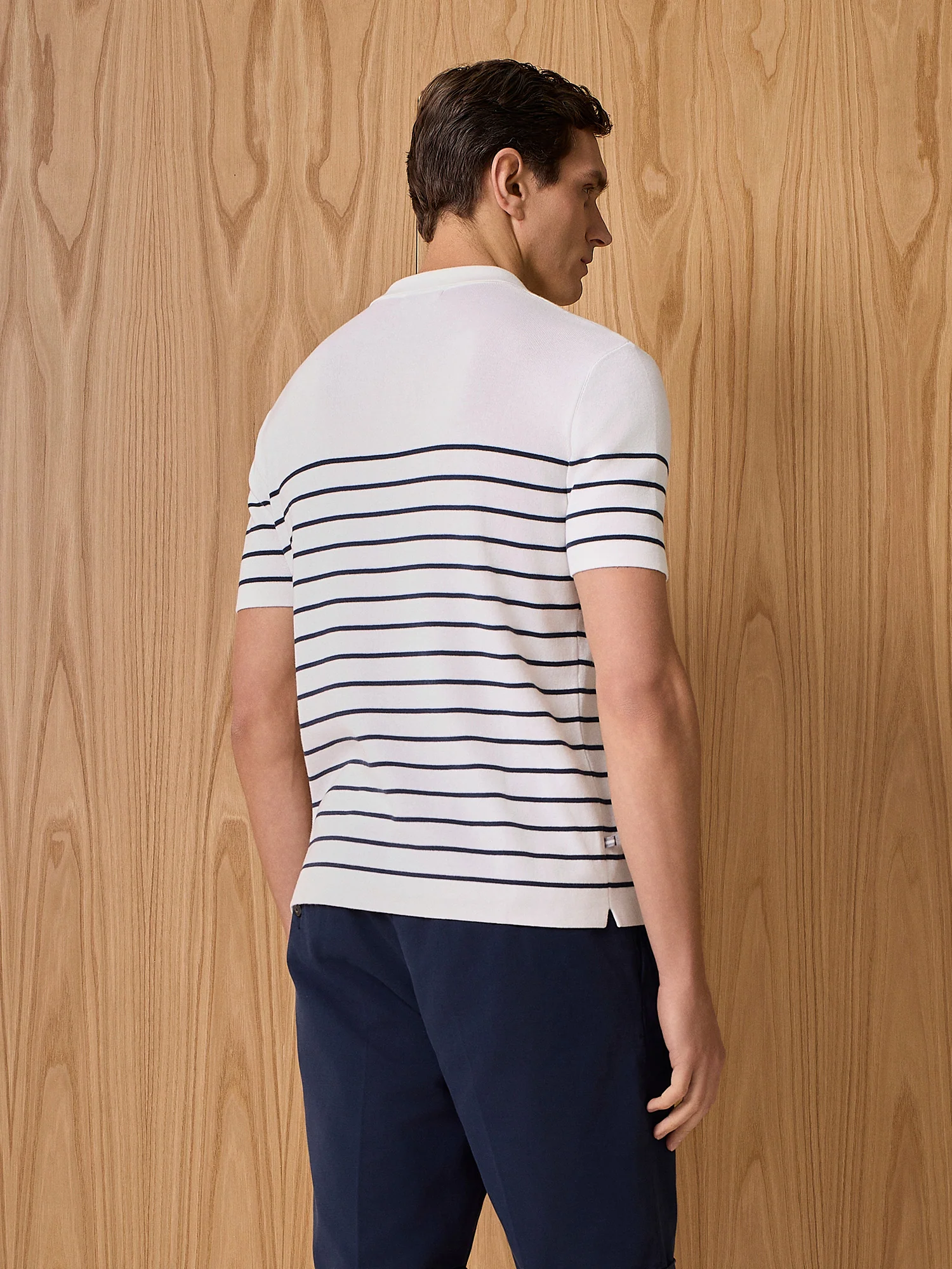 Polo in maglia a righe bianco - Image 4