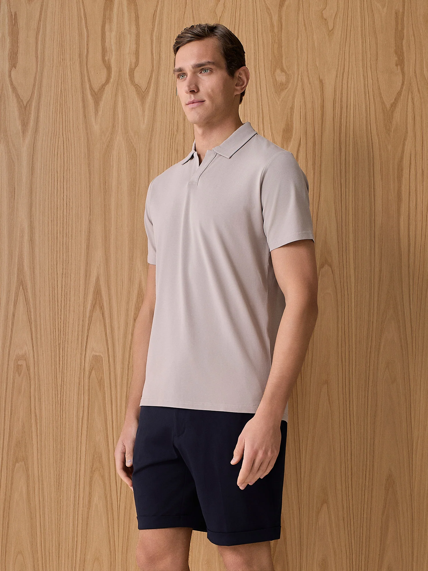Polo in piquet tecnico taupe - Image 2