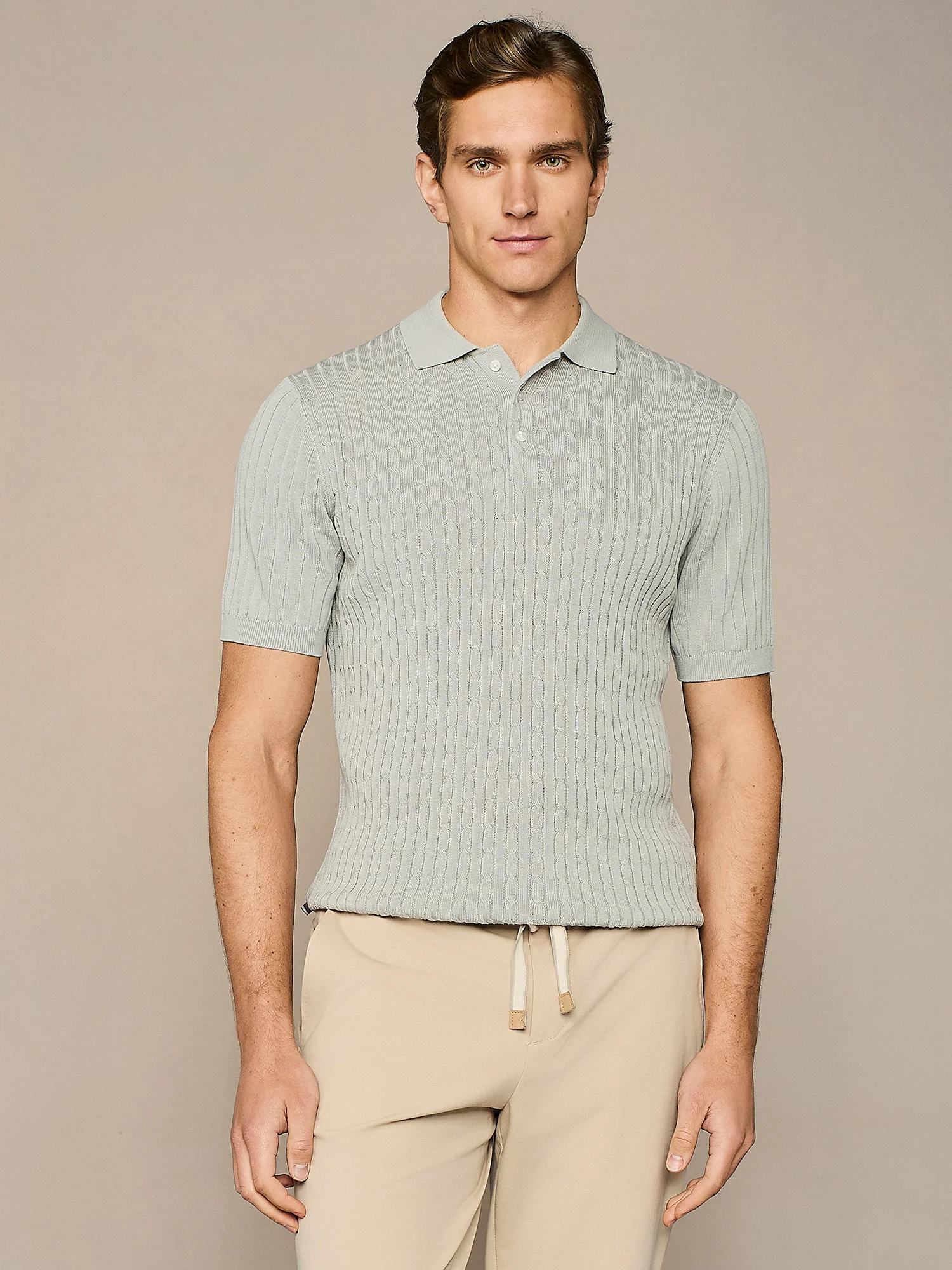 Polo trecce in maglia cloud