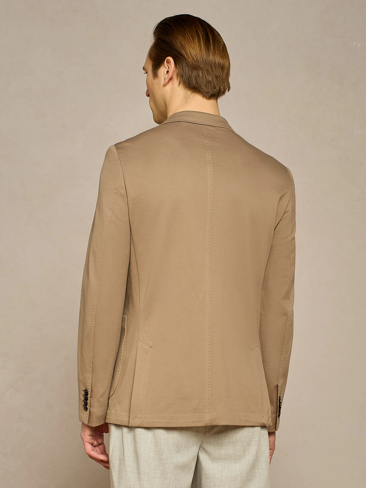 Giacca monopetto in cotone piquet taupe chiaro - Image 5