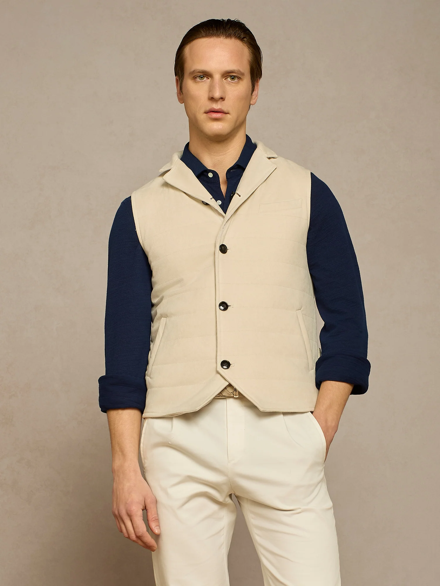 Panciotto in suede reversibile beige