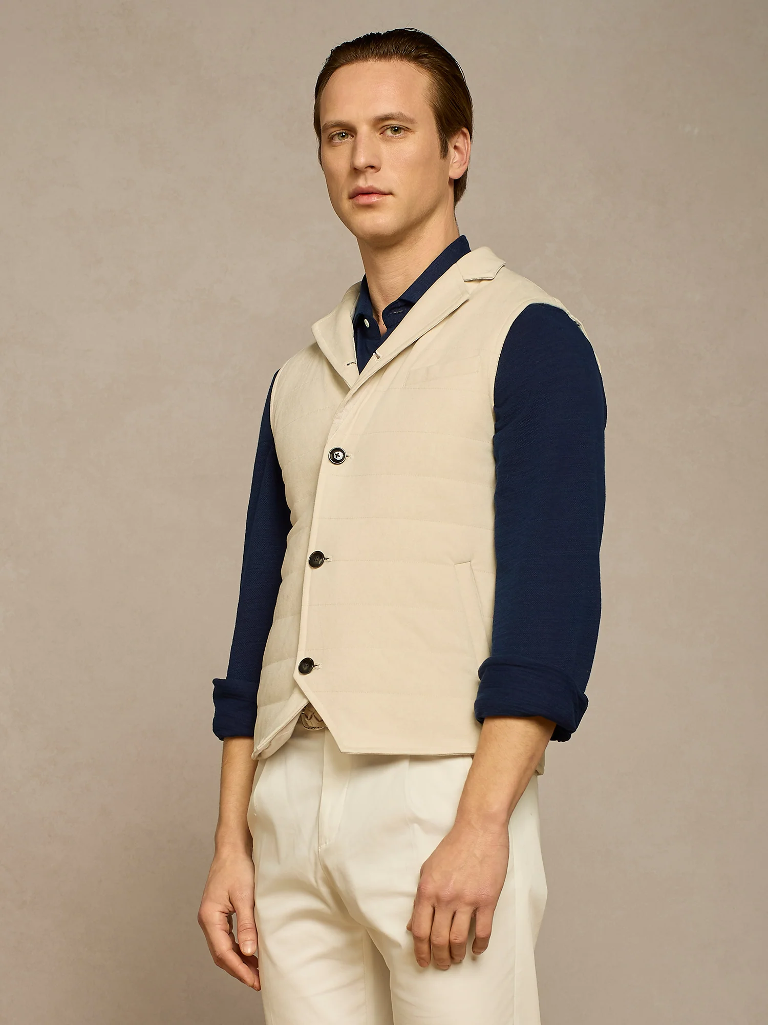 Panciotto in suede reversibile beige - Image 2