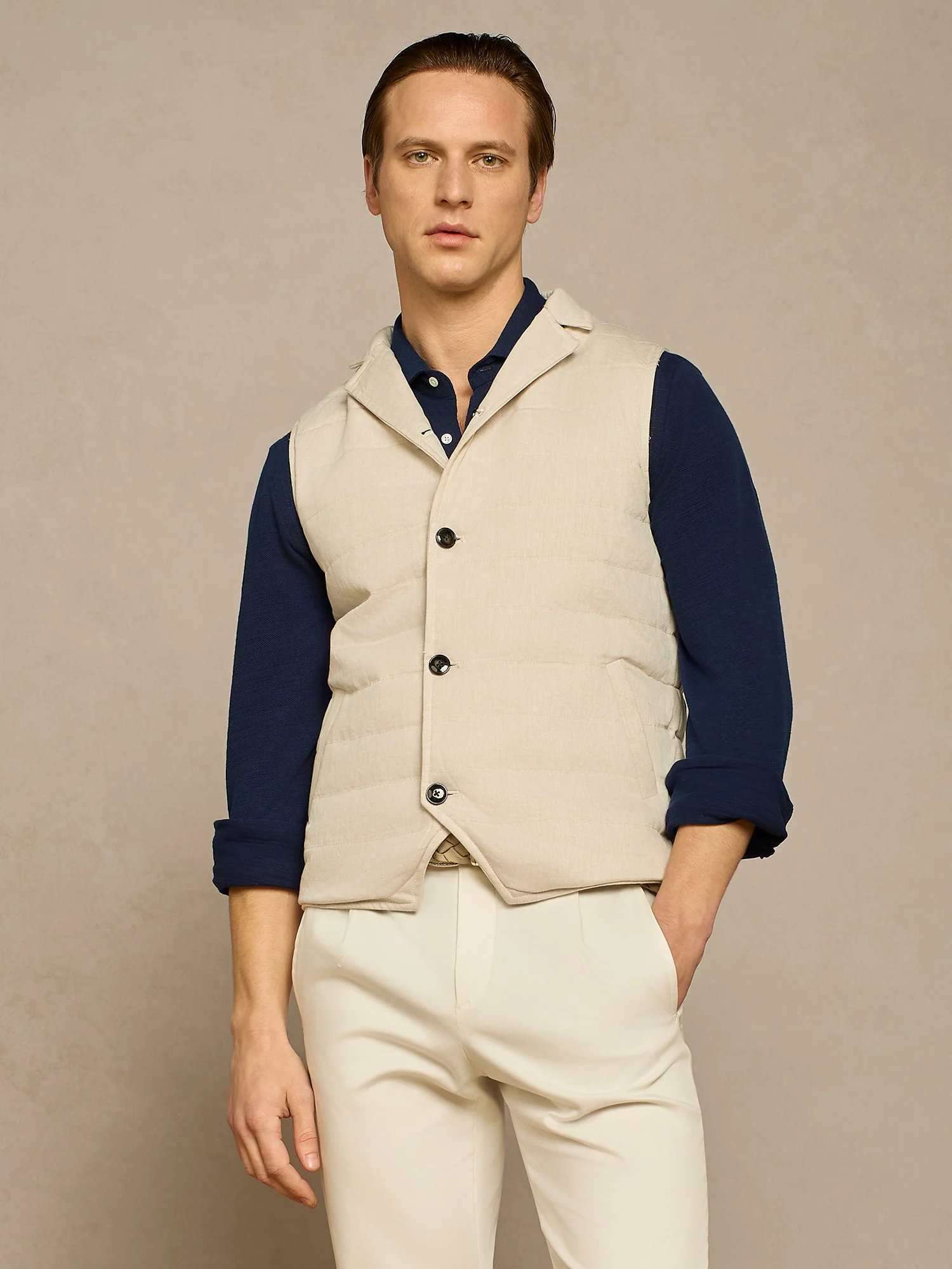 Panciotto in suede reversibile beige - Image 5