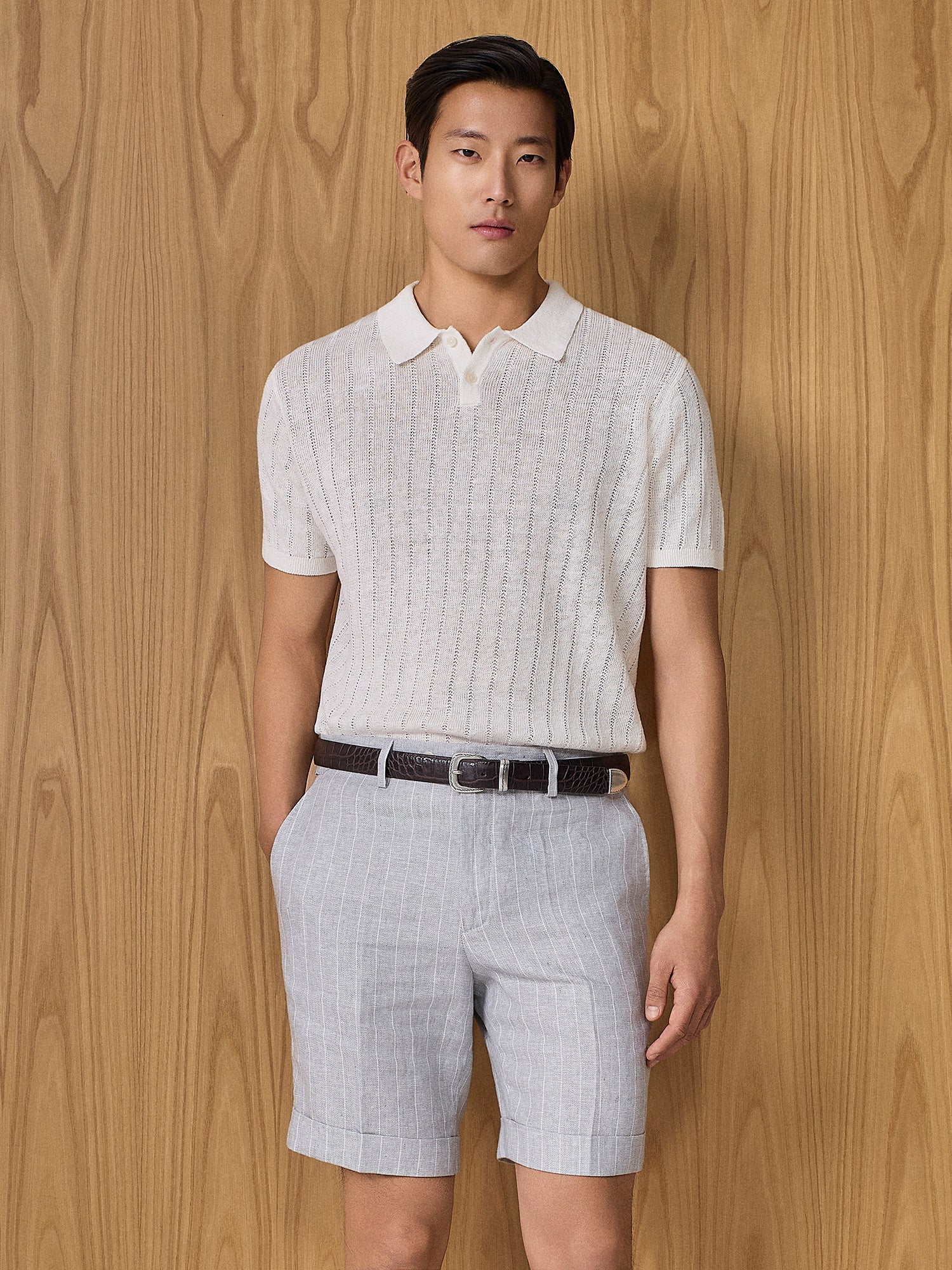 Polo in maglia pointelle bianco