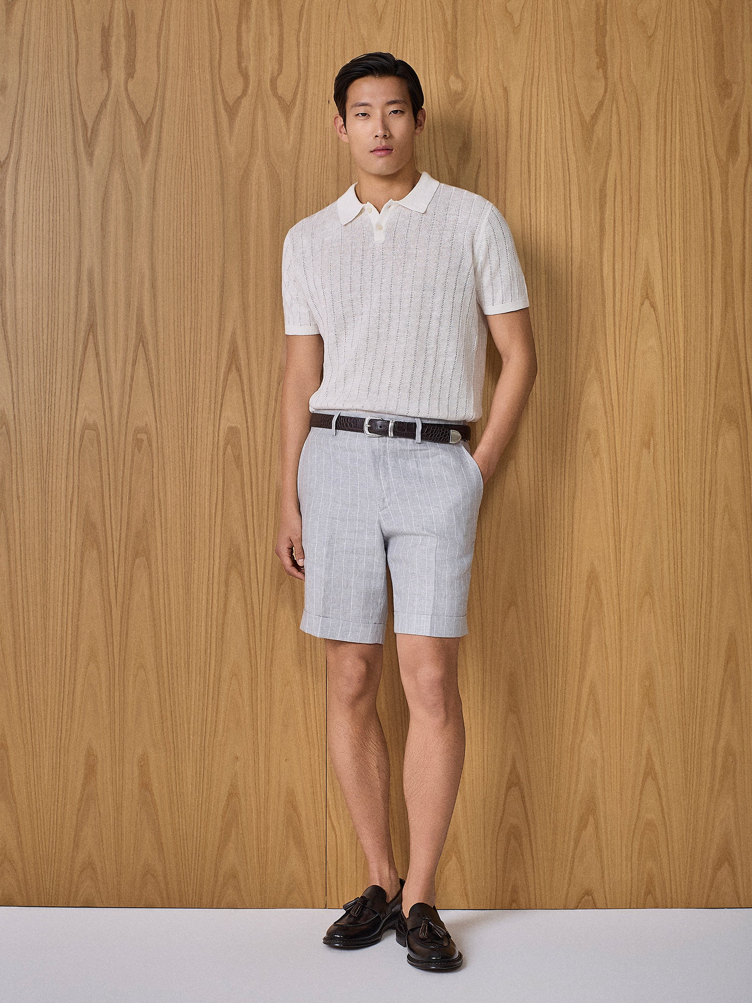 Polo in maglia pointelle bianco - Image 3