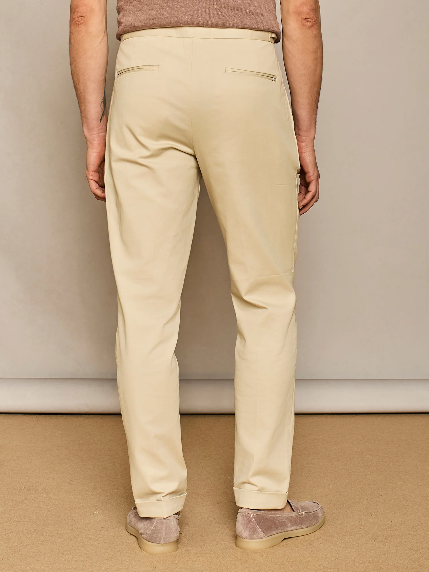 Pantalone in cotone con cintini burro - Image 4