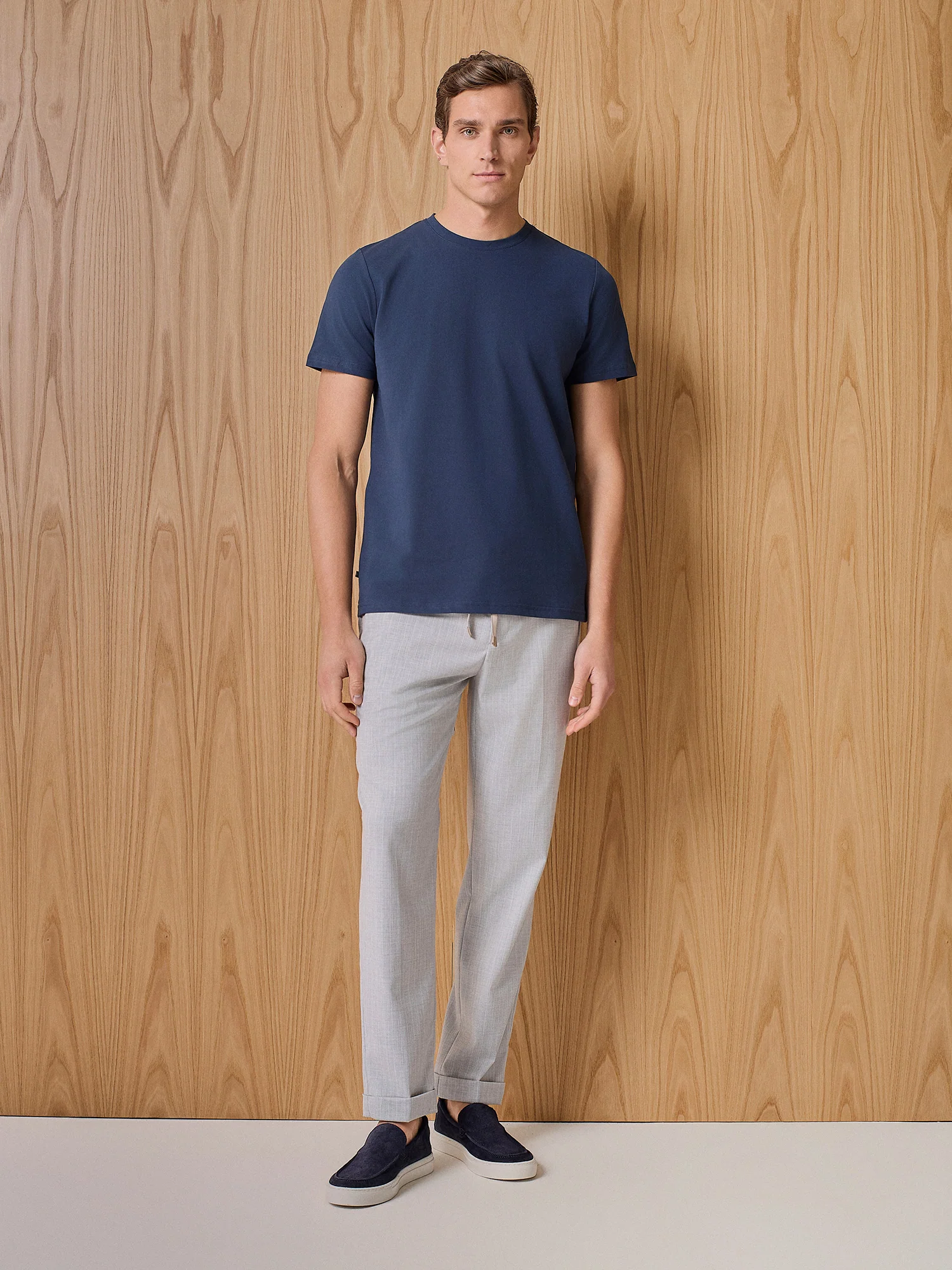 Pantalone con laccio gessato grigio chiaro
