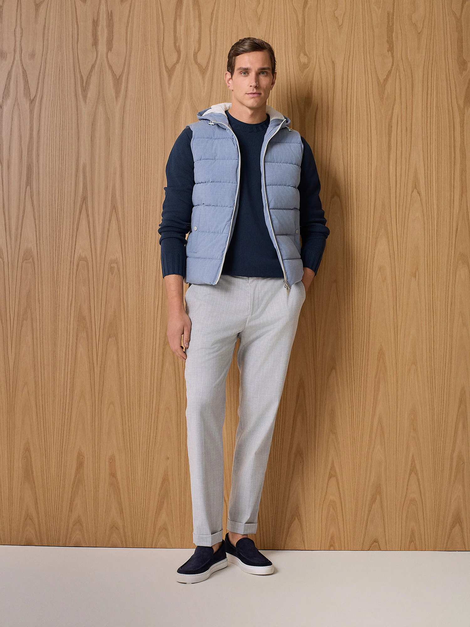 Pantalone con laccio gessato grigio chiaro - Image 4