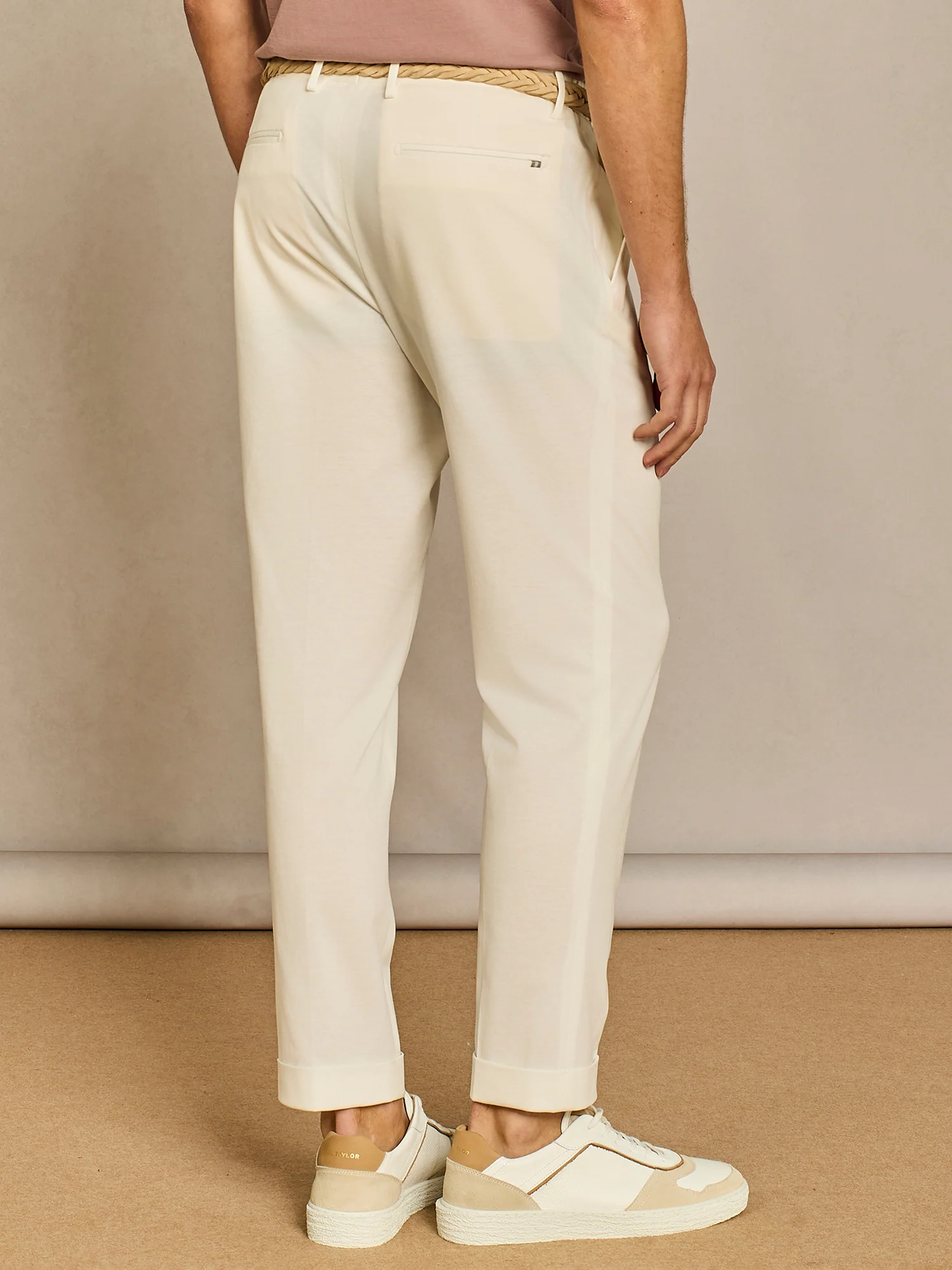 Pantalone con laccio in jersey piquet bianco - Image 4