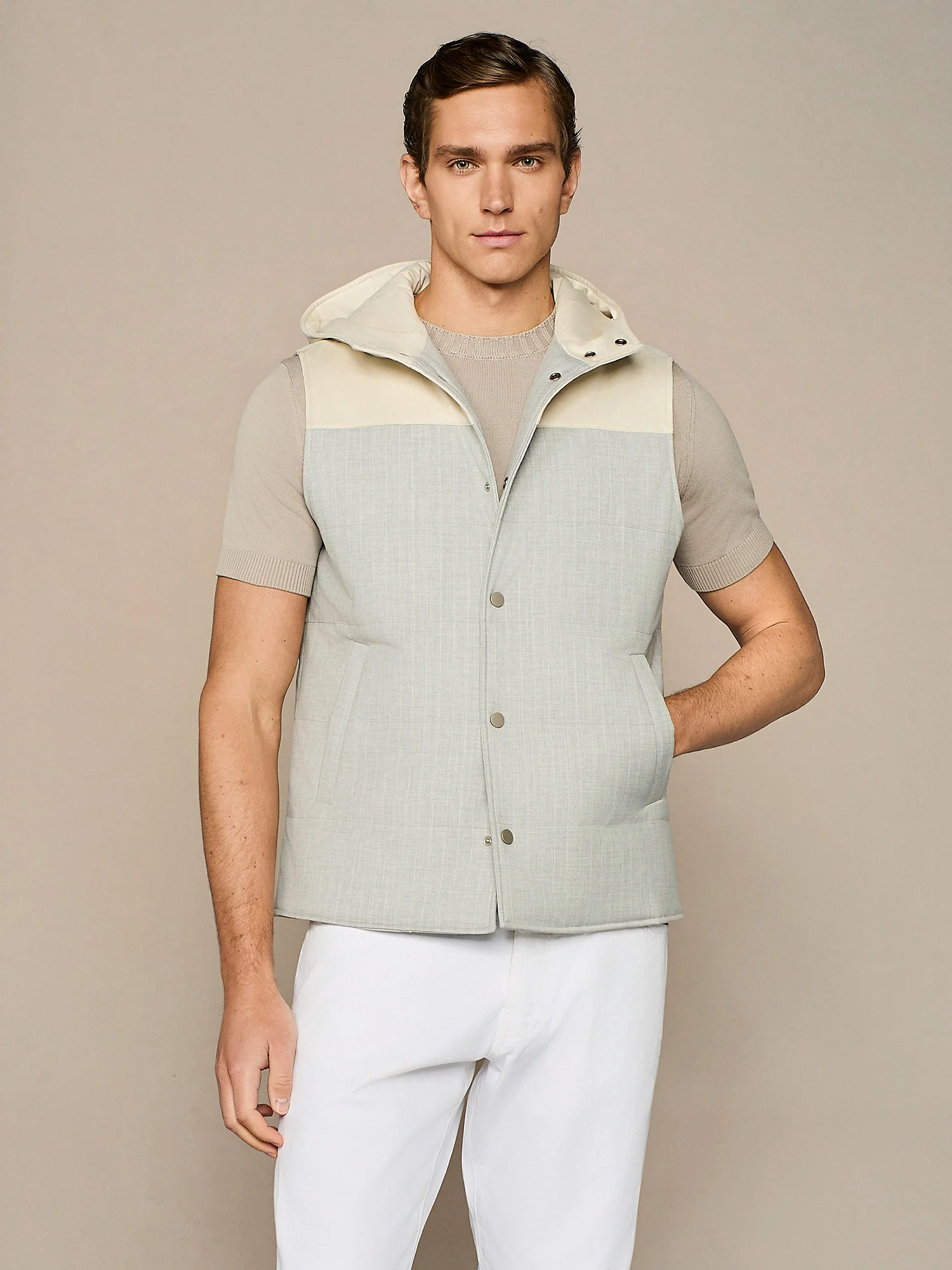 Smanicato bi-materiale grigio chiaro