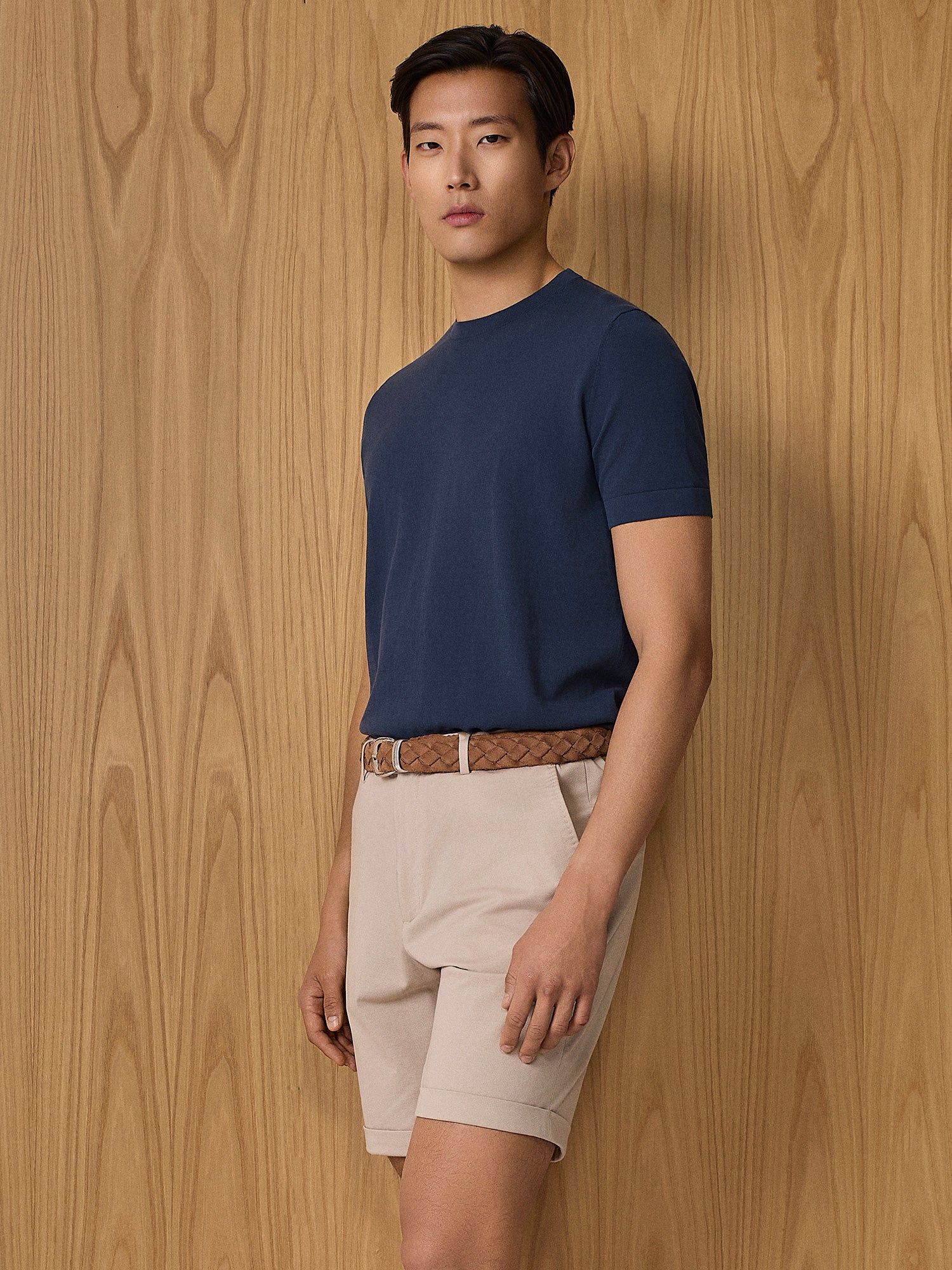 T-shirt crepe in maglia navy - Image 2