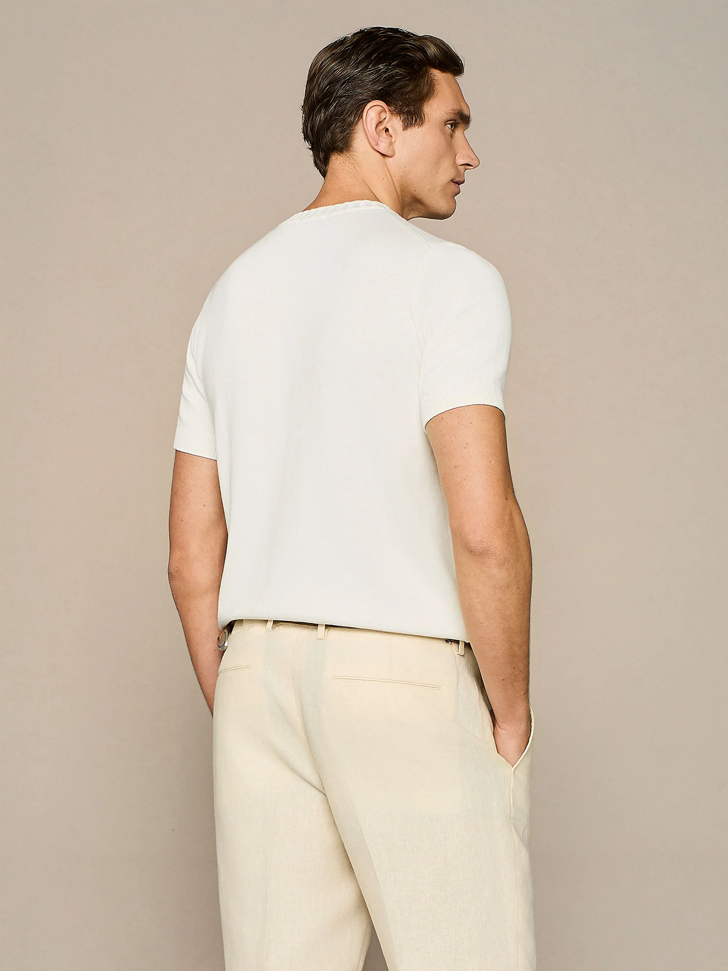 T-shirt in maglia in cotone lavato bianca - Image 4