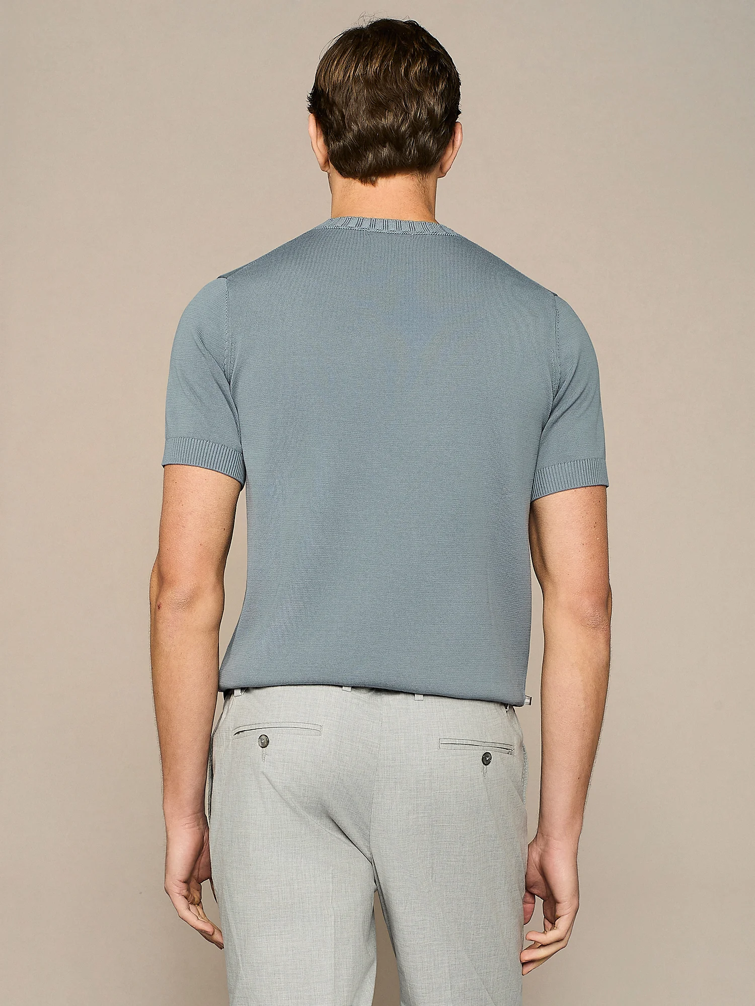 T-shirt in maglia in cotone lavato ceruleo - Image 4