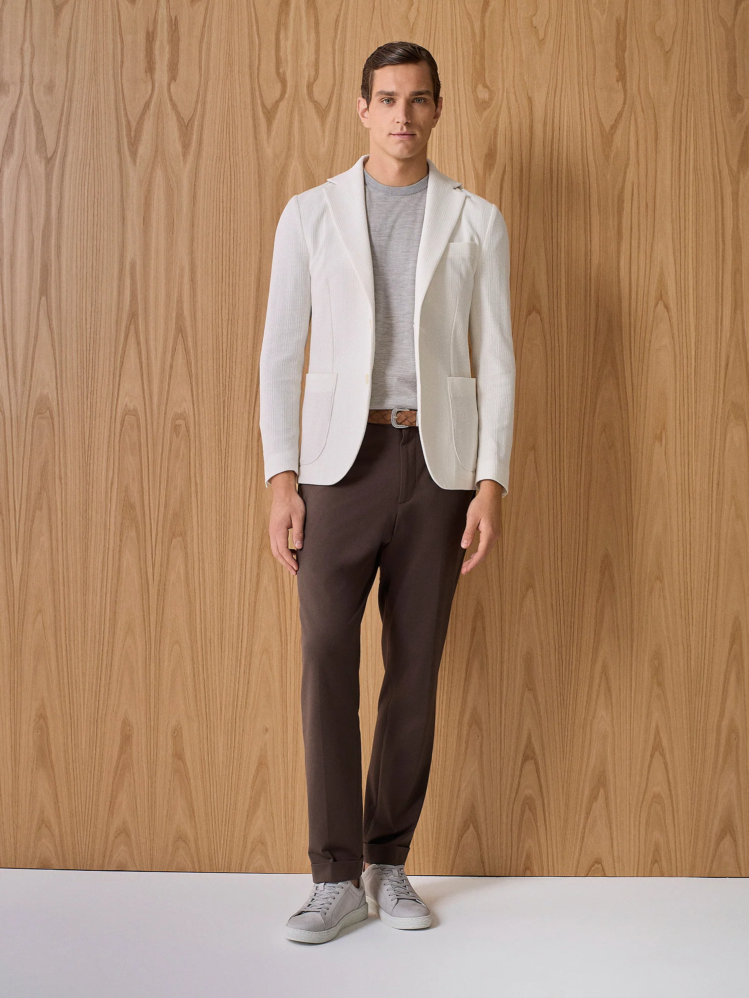 T-shirt in maglia misto seta e cashmere grigio - Image 5