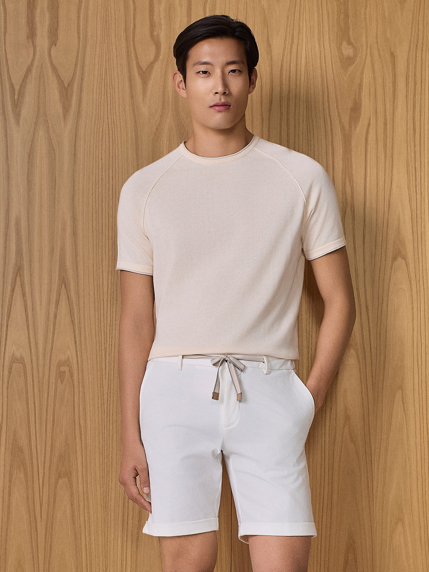 T-shirt roll-end in maglia apricot